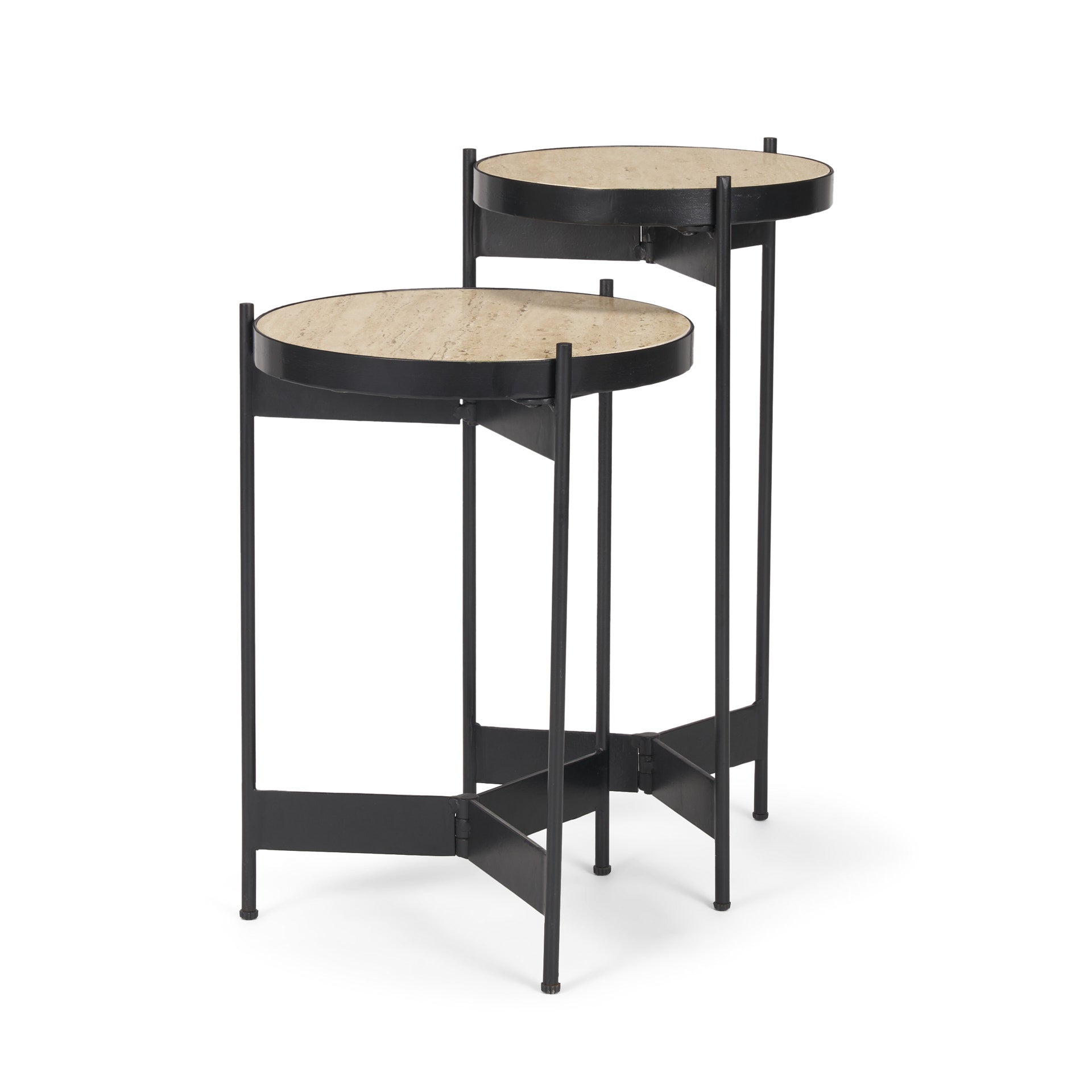 Mercana - Wade End Tables in Beige/Black, Metal/Stone