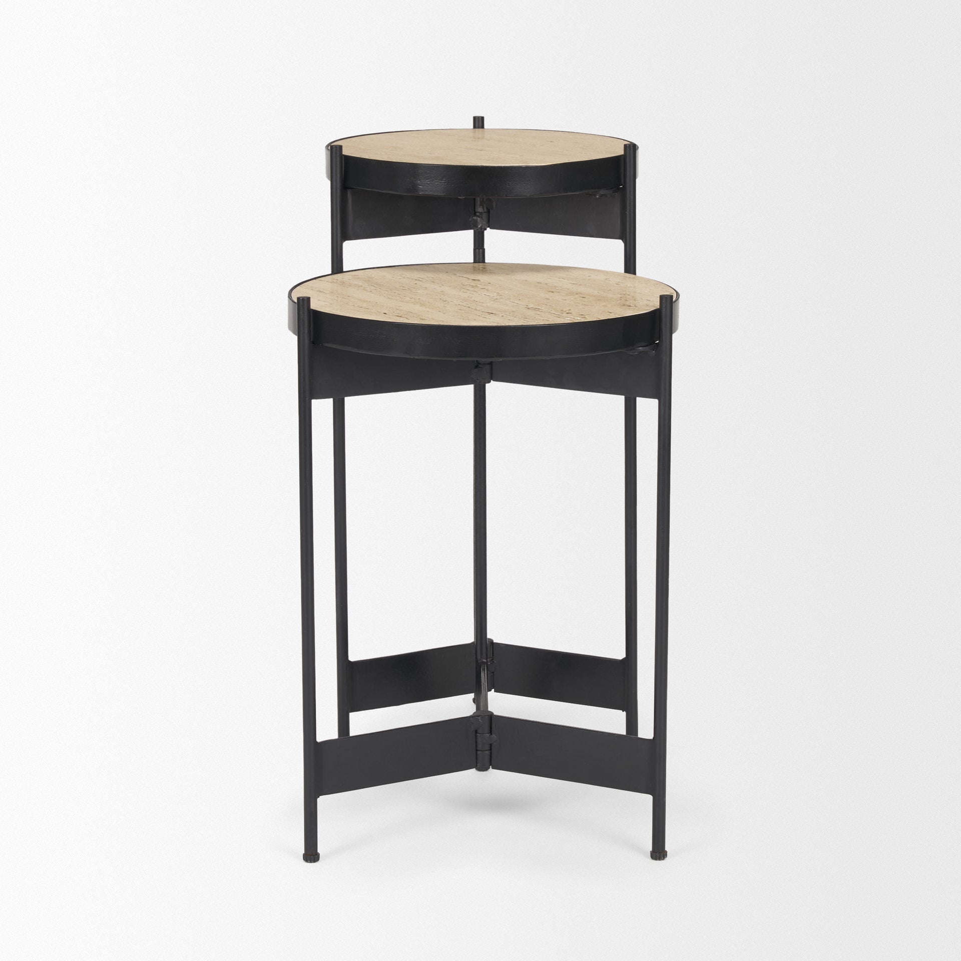 Mercana - Wade End Tables in Beige/Black, Metal/Stone