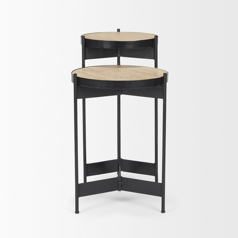 Mercana - Wade End Tables in Beige/Black, Metal/Stone
