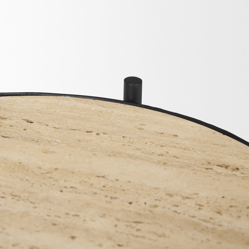 Mercana - Wade End Tables in Beige/Black, Metal/Stone
