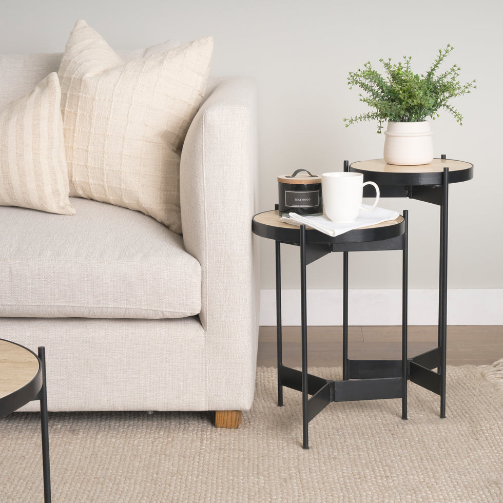 Mercana - Wade End Tables in Beige/Black, Metal/Stone