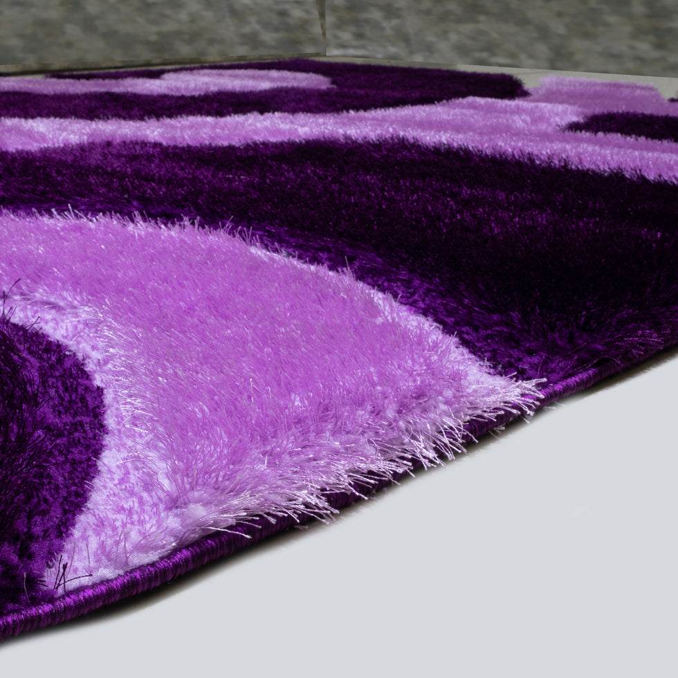 Nova - 3D666 Shaggy Area Rug in Purple