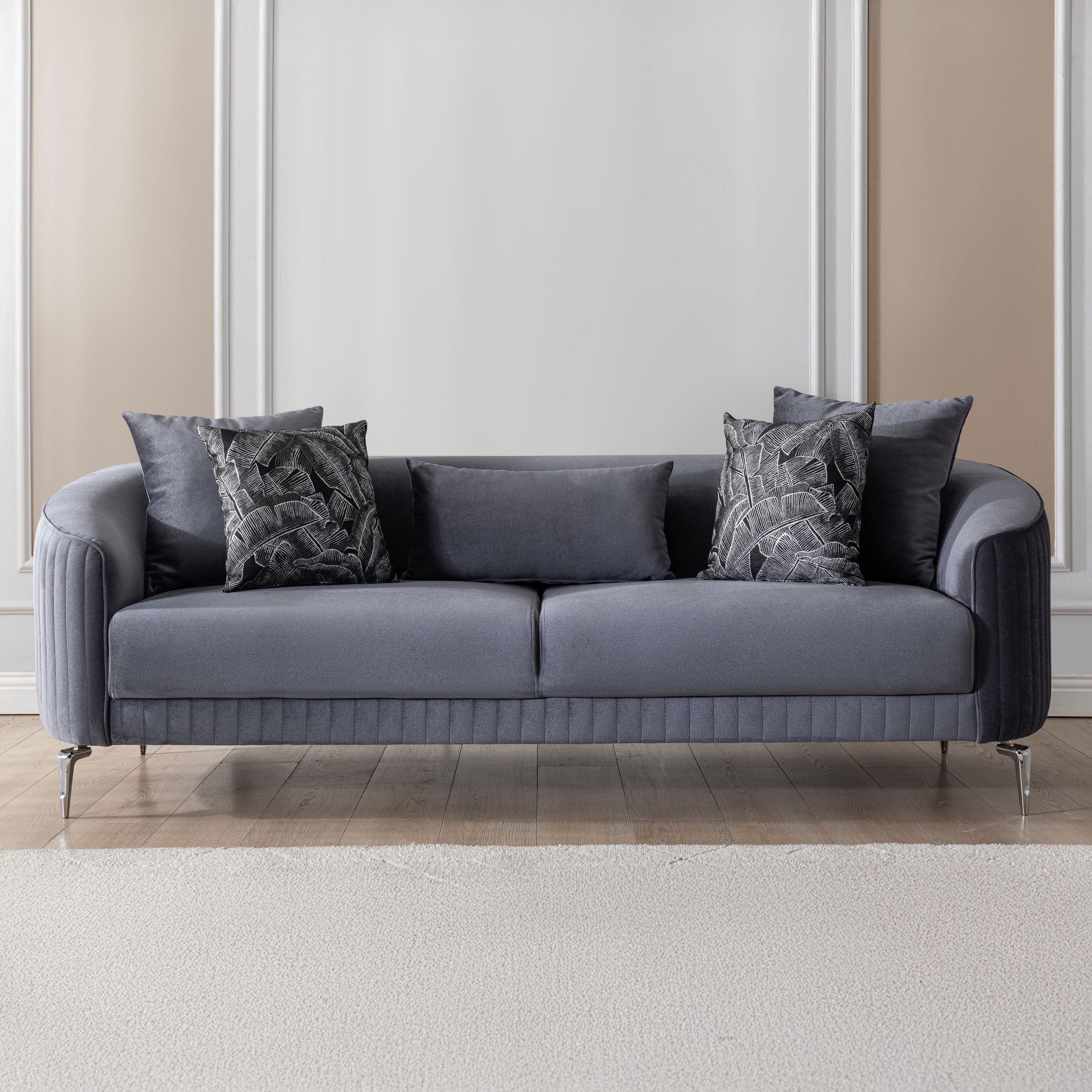 Nova - Angela Gray Velvet Sofa 91" & Loveseat 71"