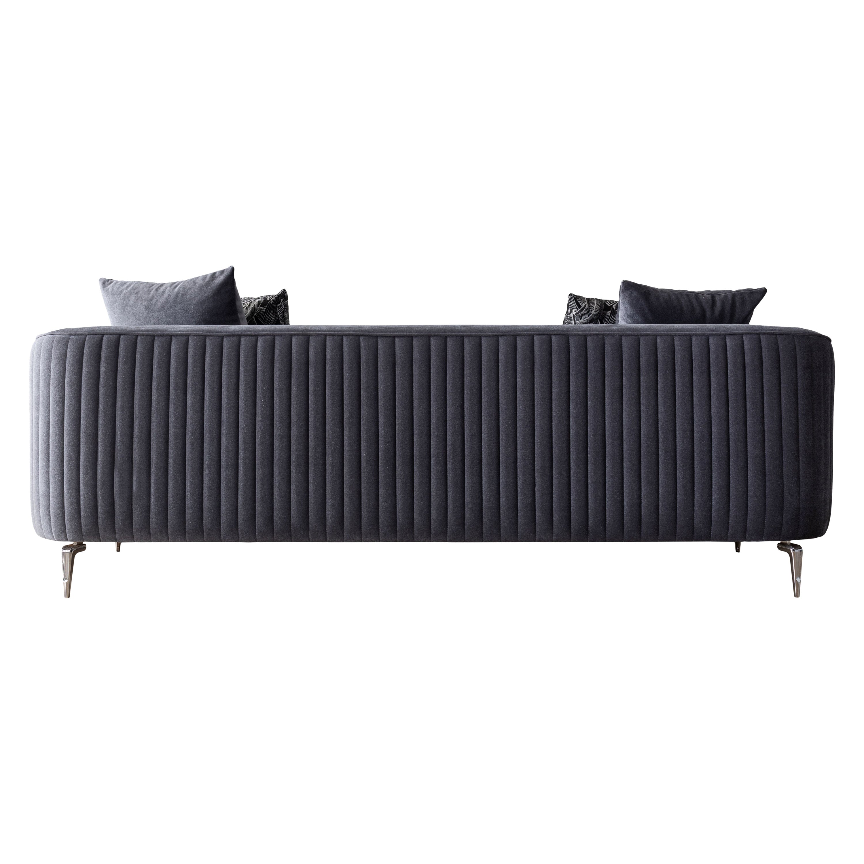 Nova - Angela Gray Velvet Sofa 91" & Loveseat 71"