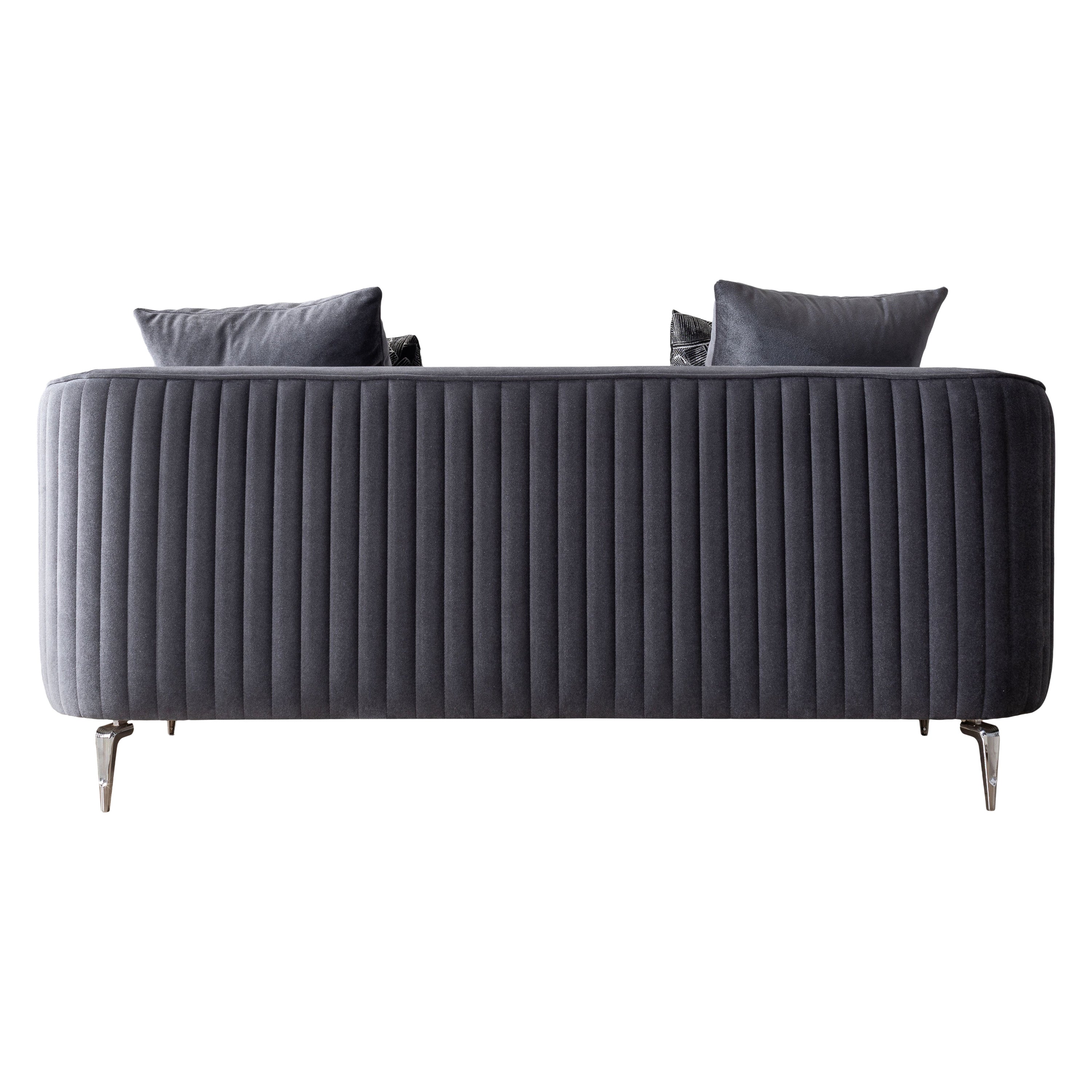 Nova - Angela Gray Velvet Sofa 91" & Loveseat 71"