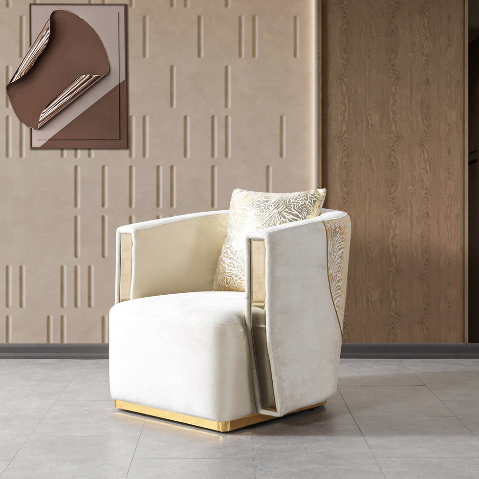 Nova - Anica Ivory Velvet Chair