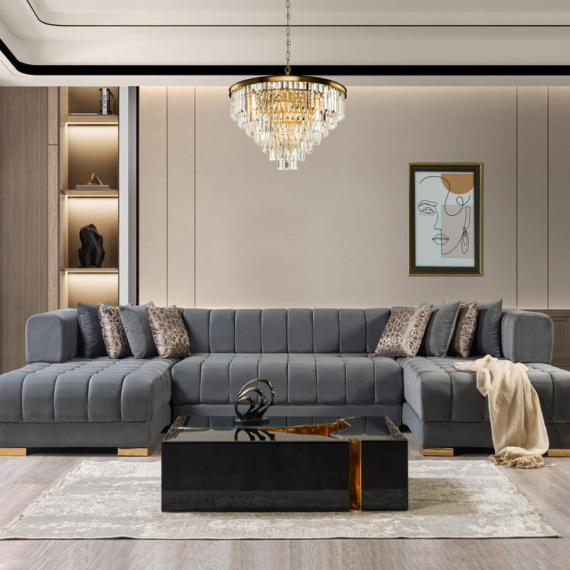 Nova - Ariana Velvet Double Chaise Sectional