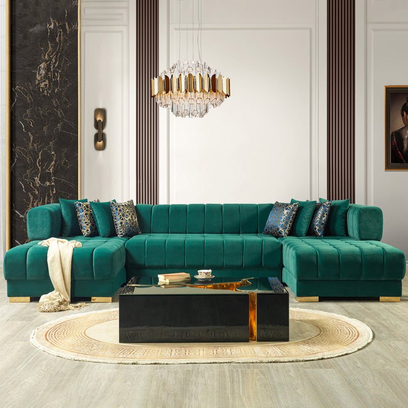 Nova - Ariana Green Velvet Double Chaise 138" Sectional