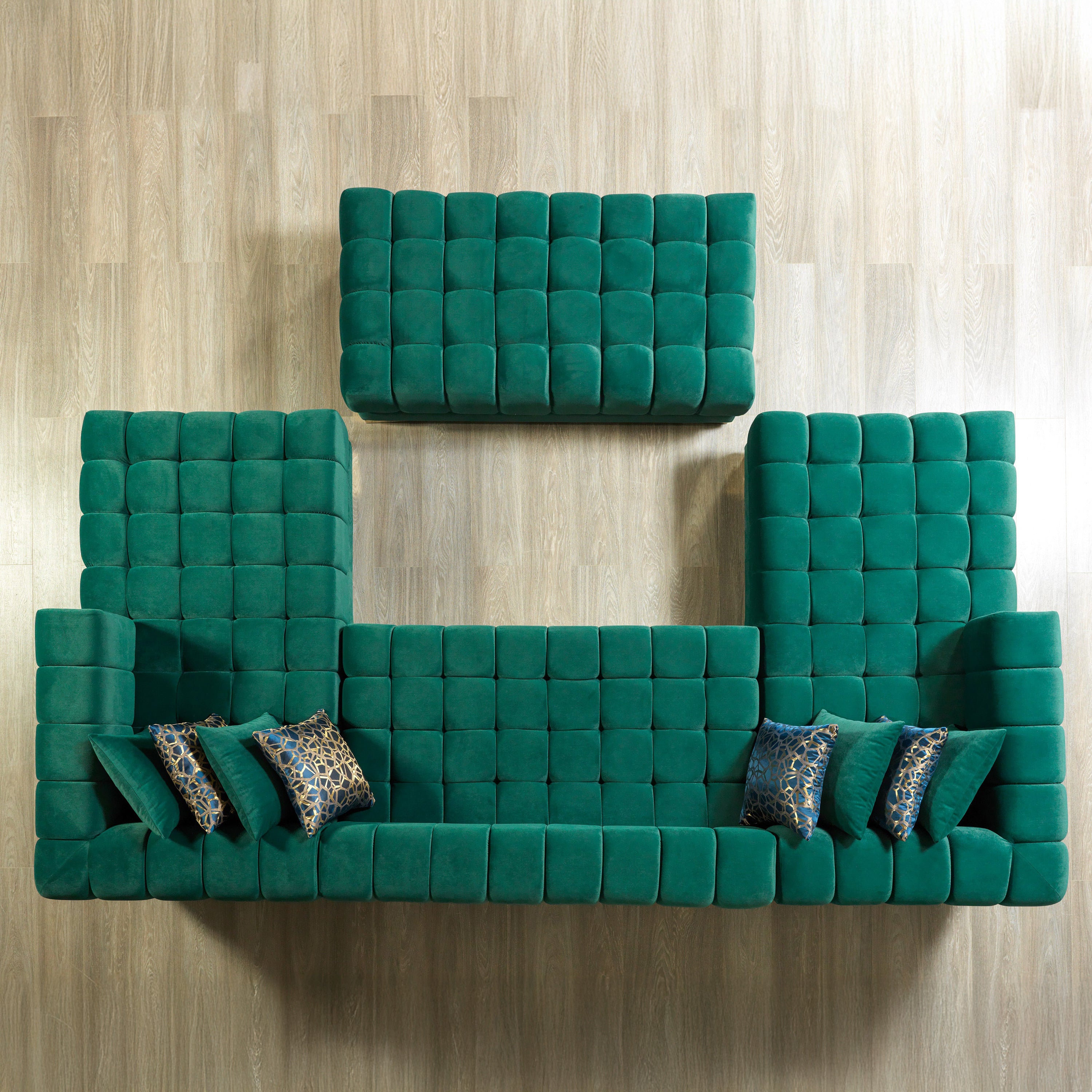Nova - Ariana Green Velvet Double Chaise 138" Sectional
