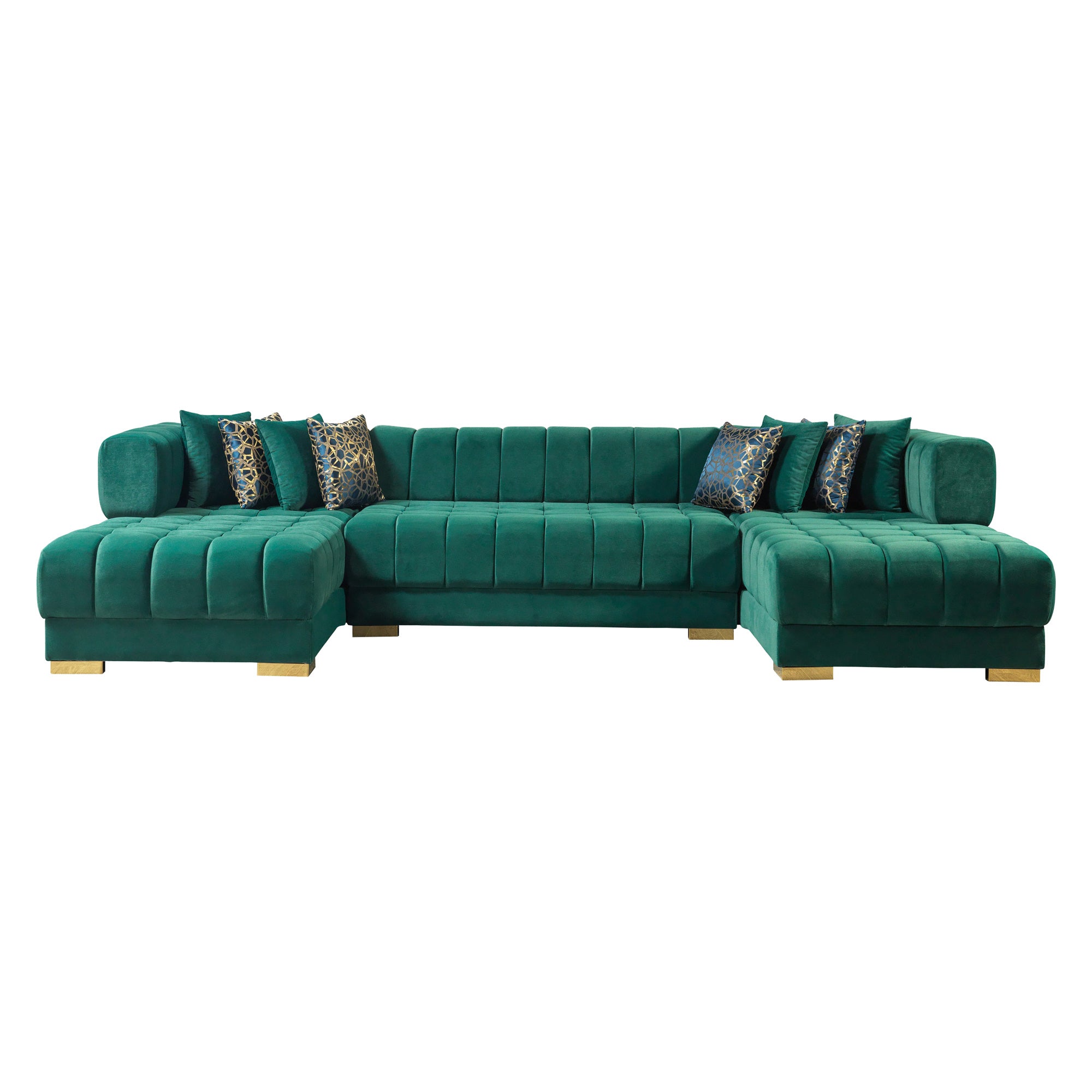 Nova - Ariana Green Velvet Double Chaise 138" Sectional