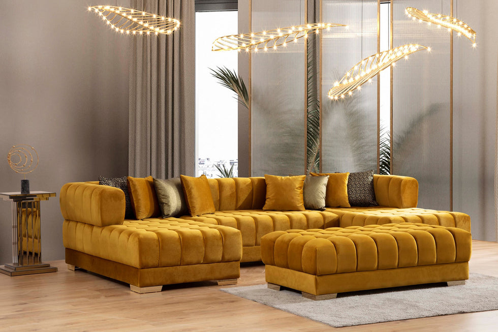 Nova - Ariana Velvet Rectangle Ottoman