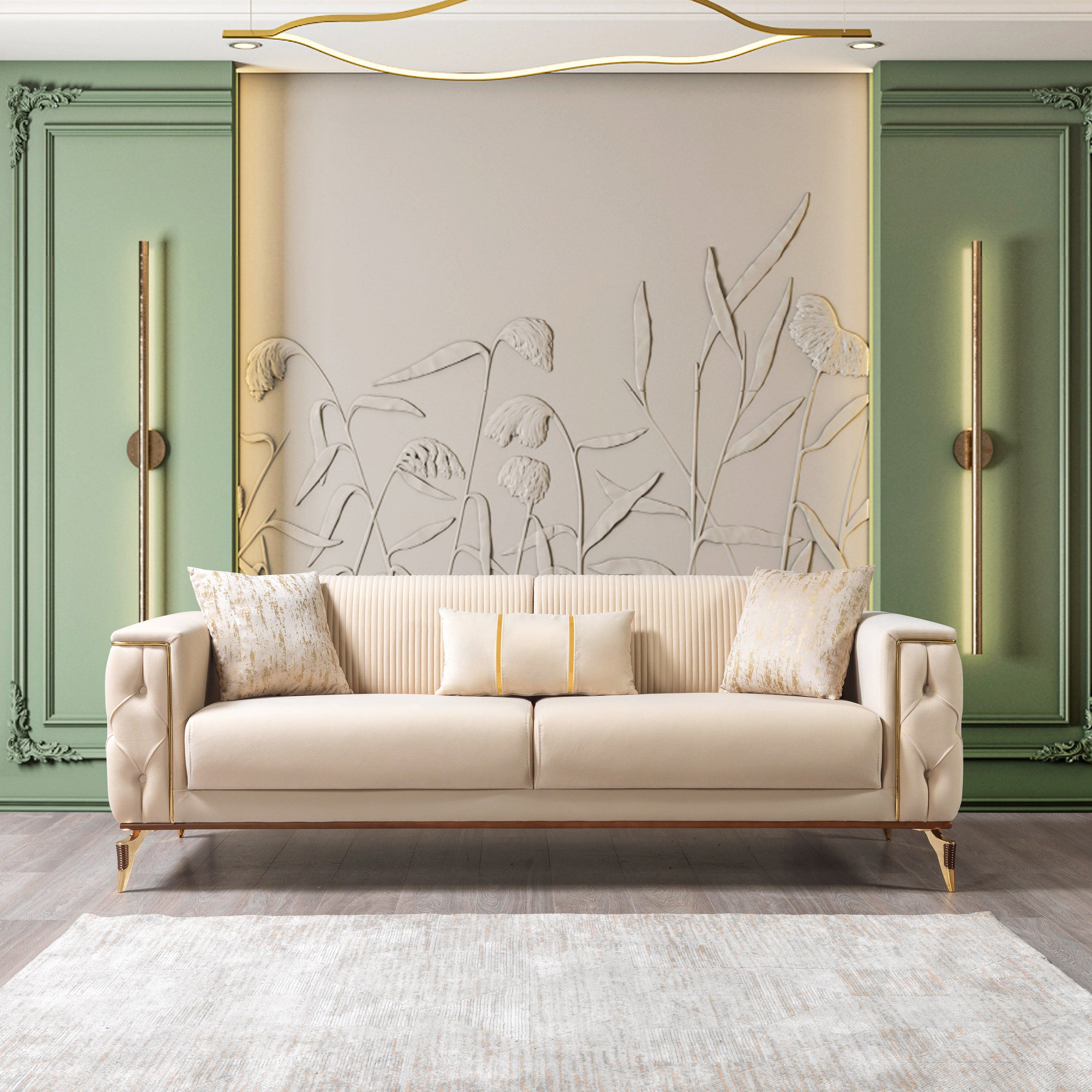 Nova - Belinda Ivory Velvet Sofa 89" & Loveseat 69"