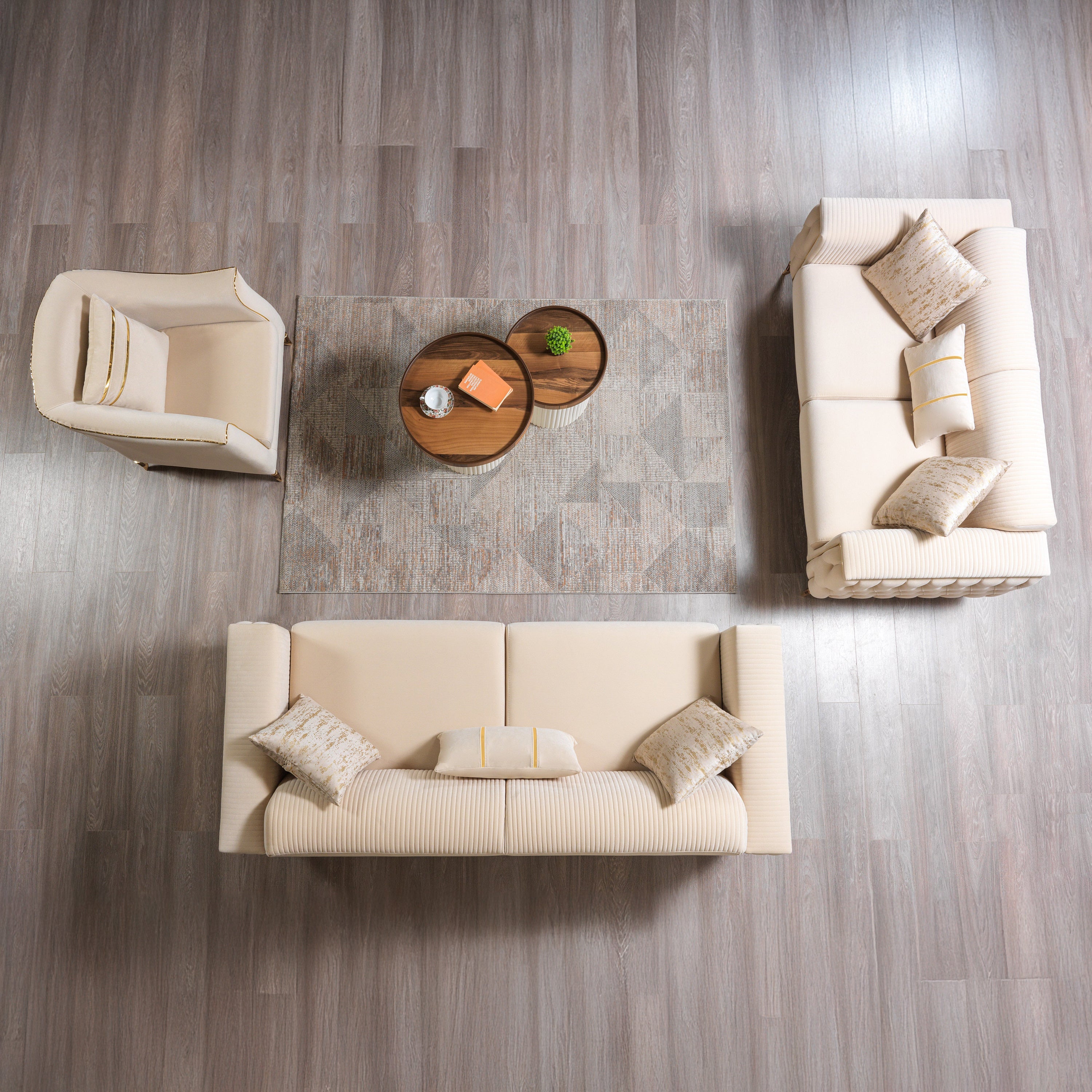 Nova - Belinda Ivory Velvet Sofa 89" & Loveseat 69"