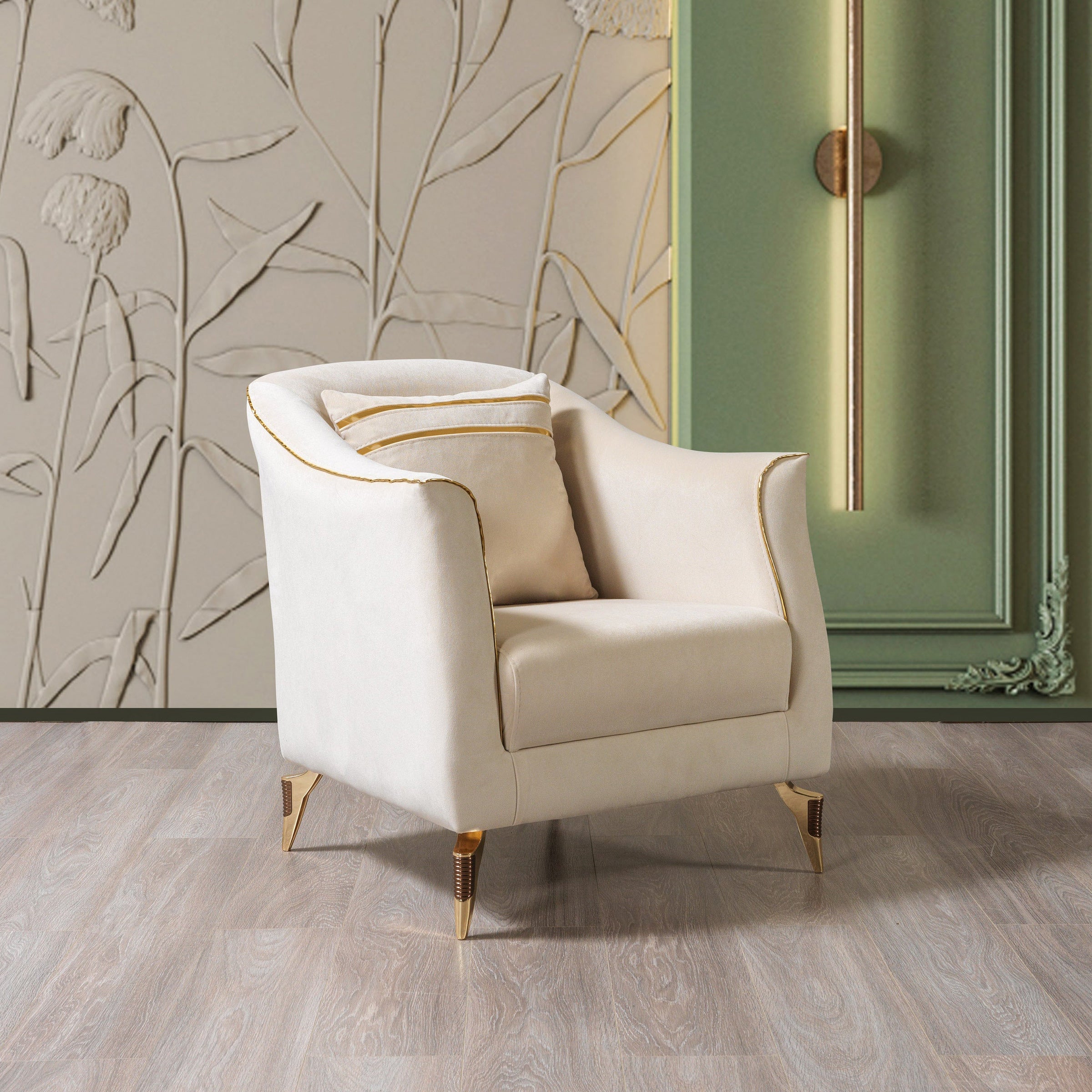 Nova - Belinda Ivory Velvet Sofa 89" & Loveseat 69"