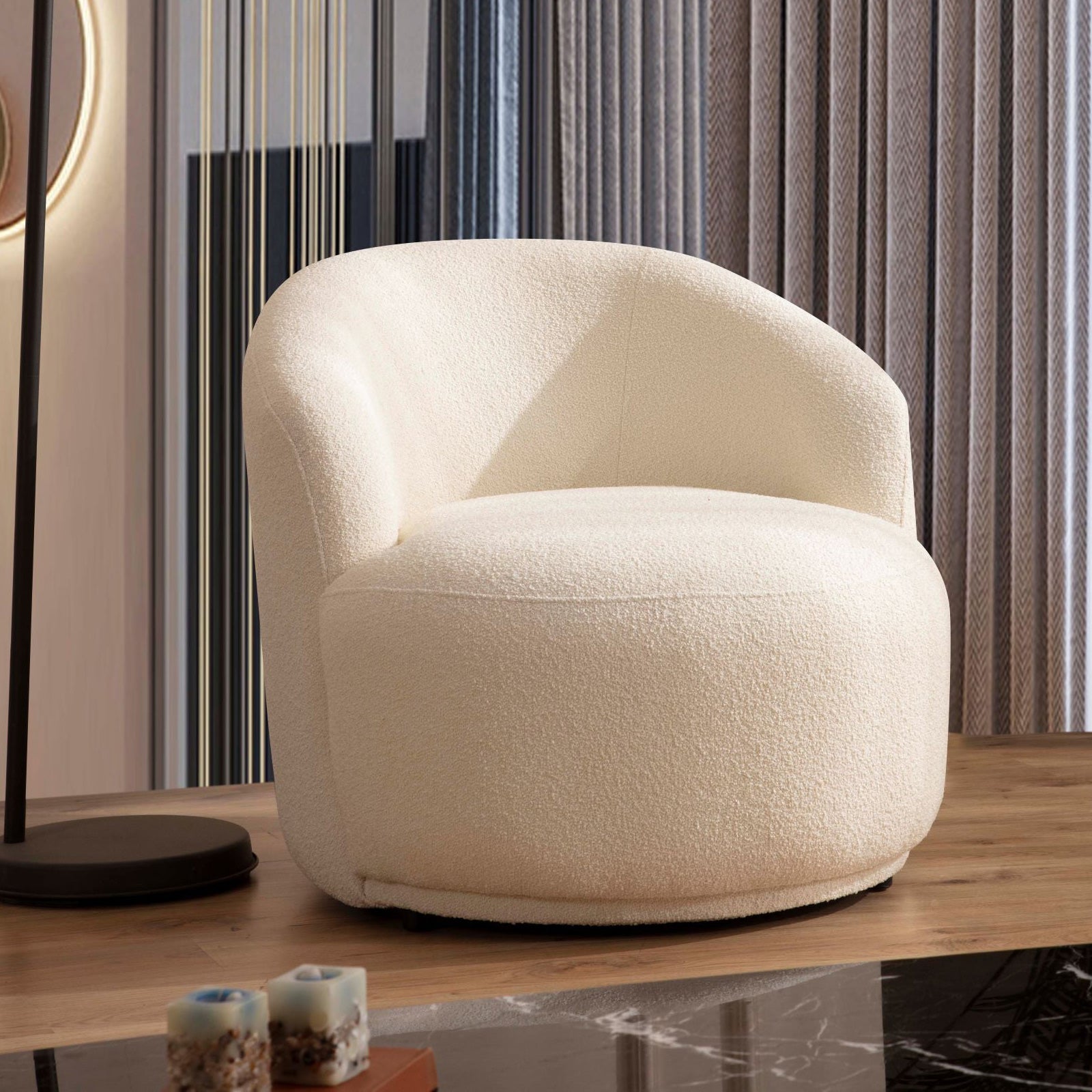 Nova - Bonita Ivory Boucle Accent Chair