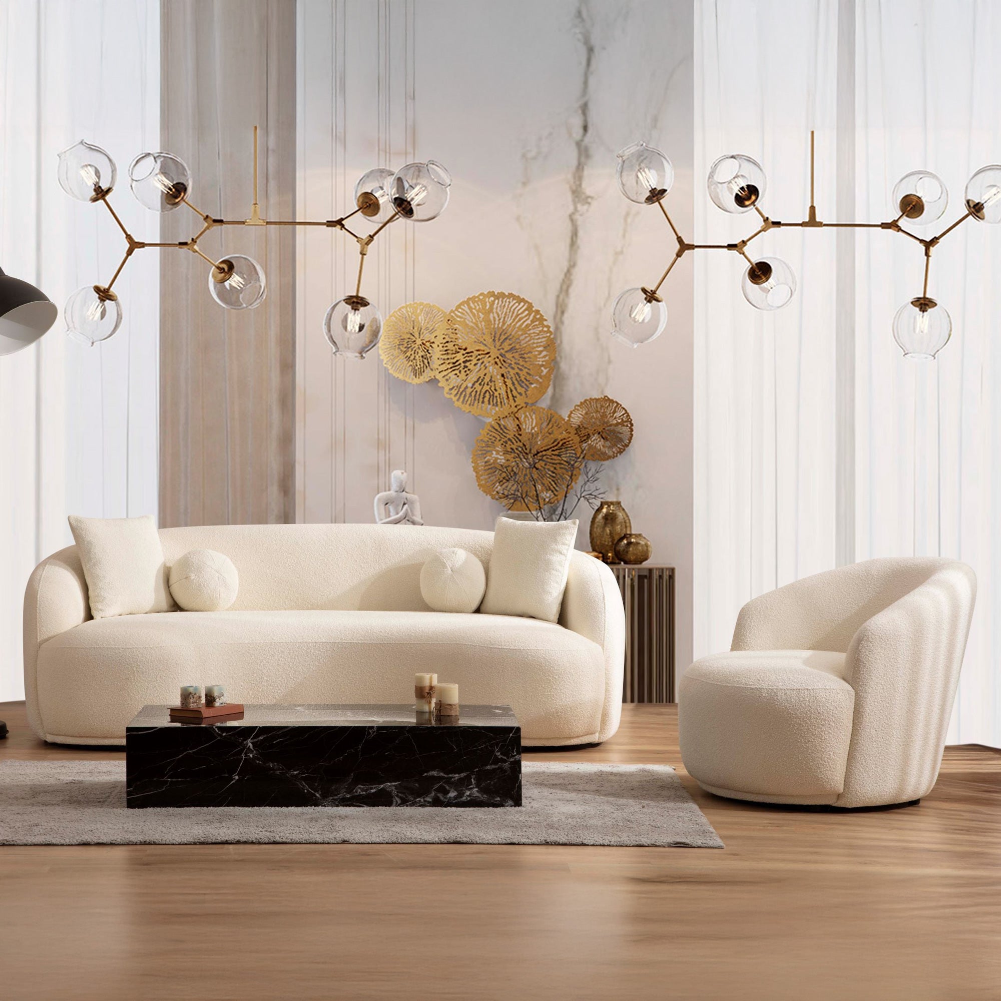 Nova - Bonita Ivory Boucle Accent Chair