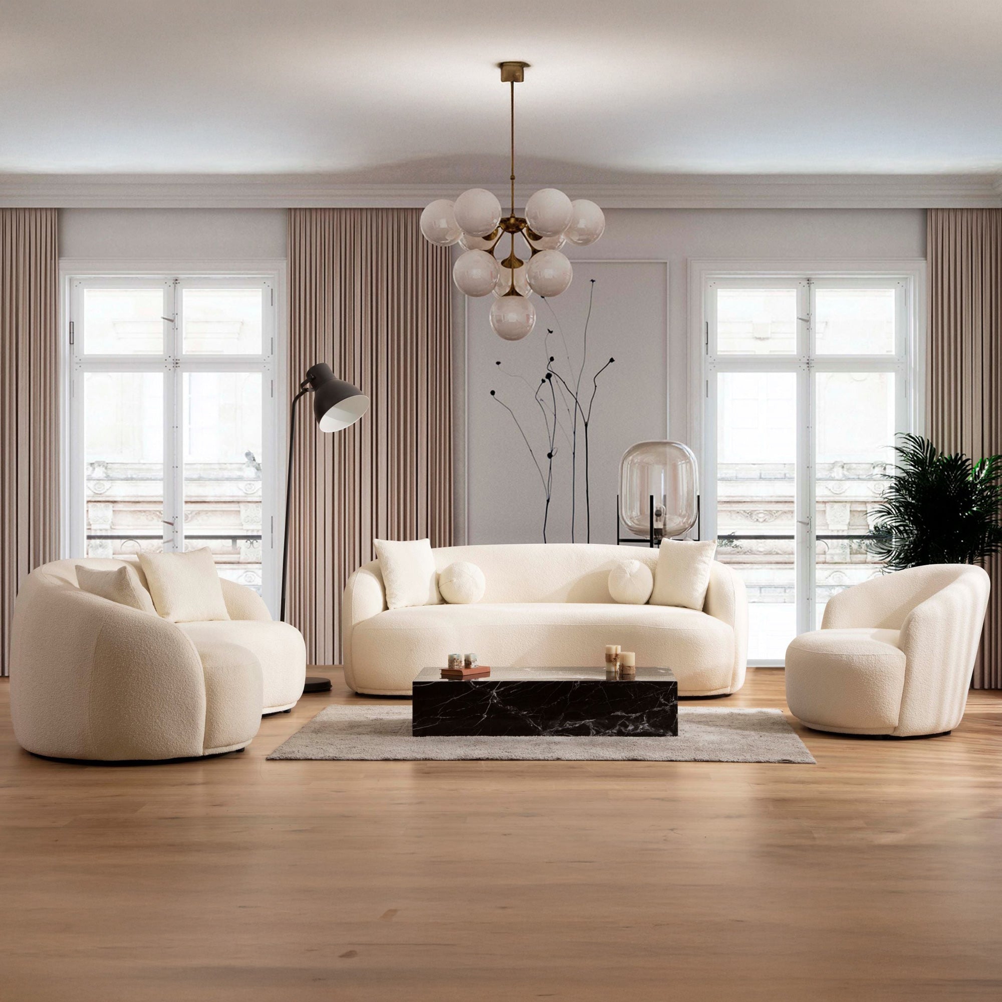 Nova - Bonita Ivory Boucle Accent Chair