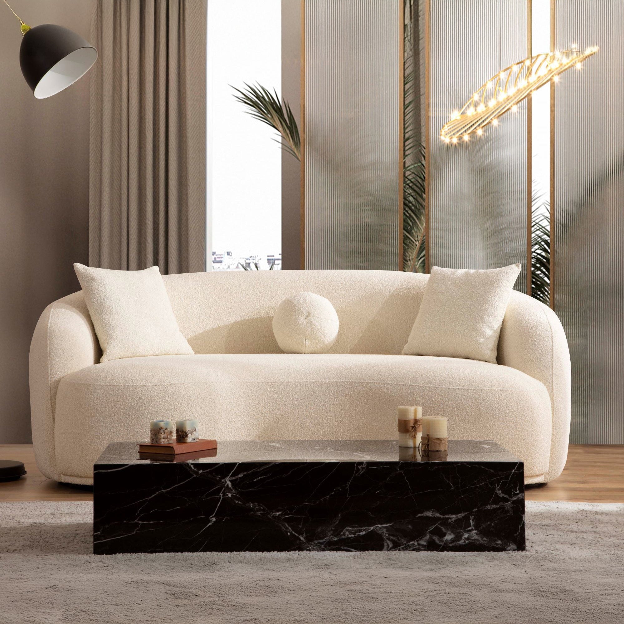 Nova - Bonita Ivory Boucle Loveseat