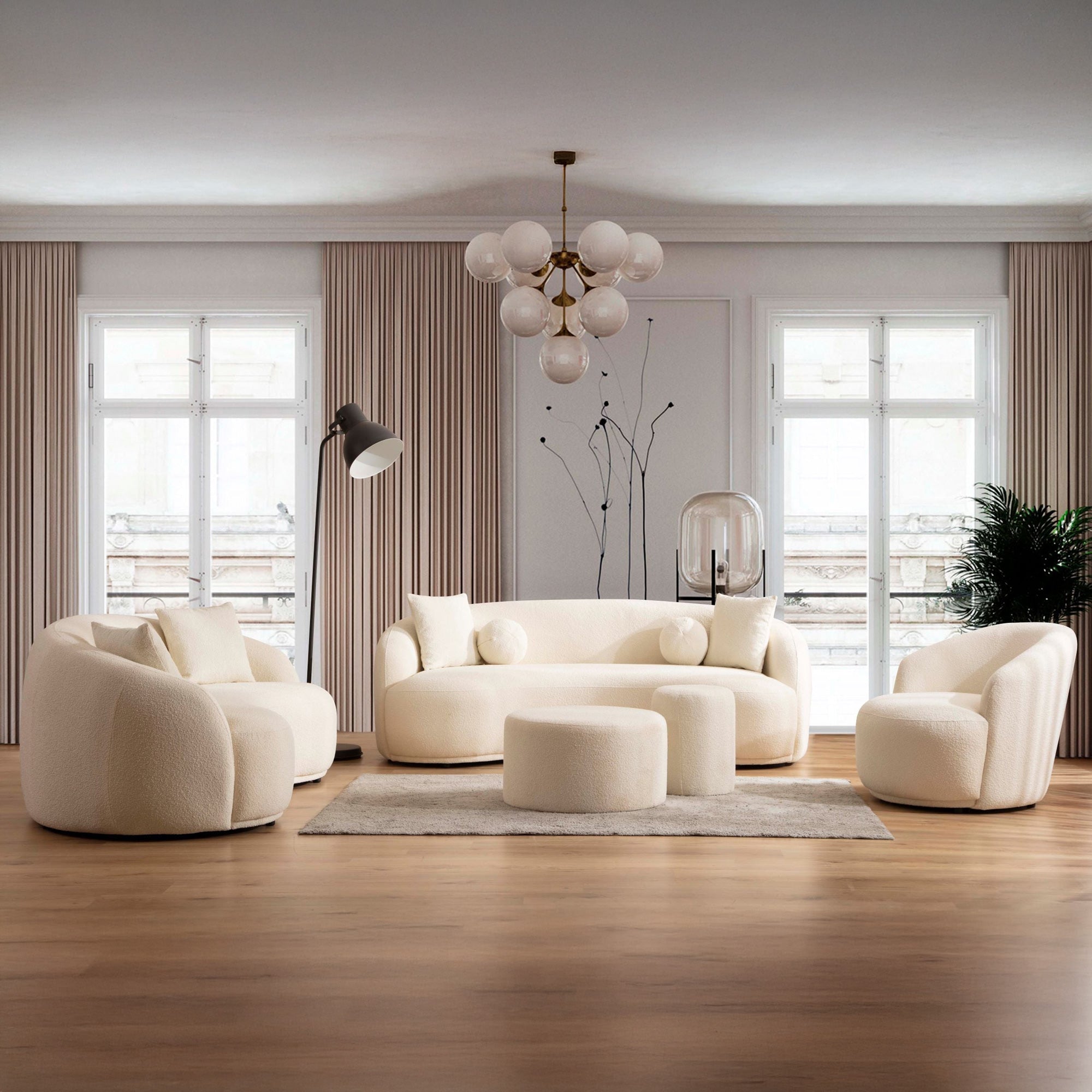 Nova - Bonita Ivory Boucle Loveseat