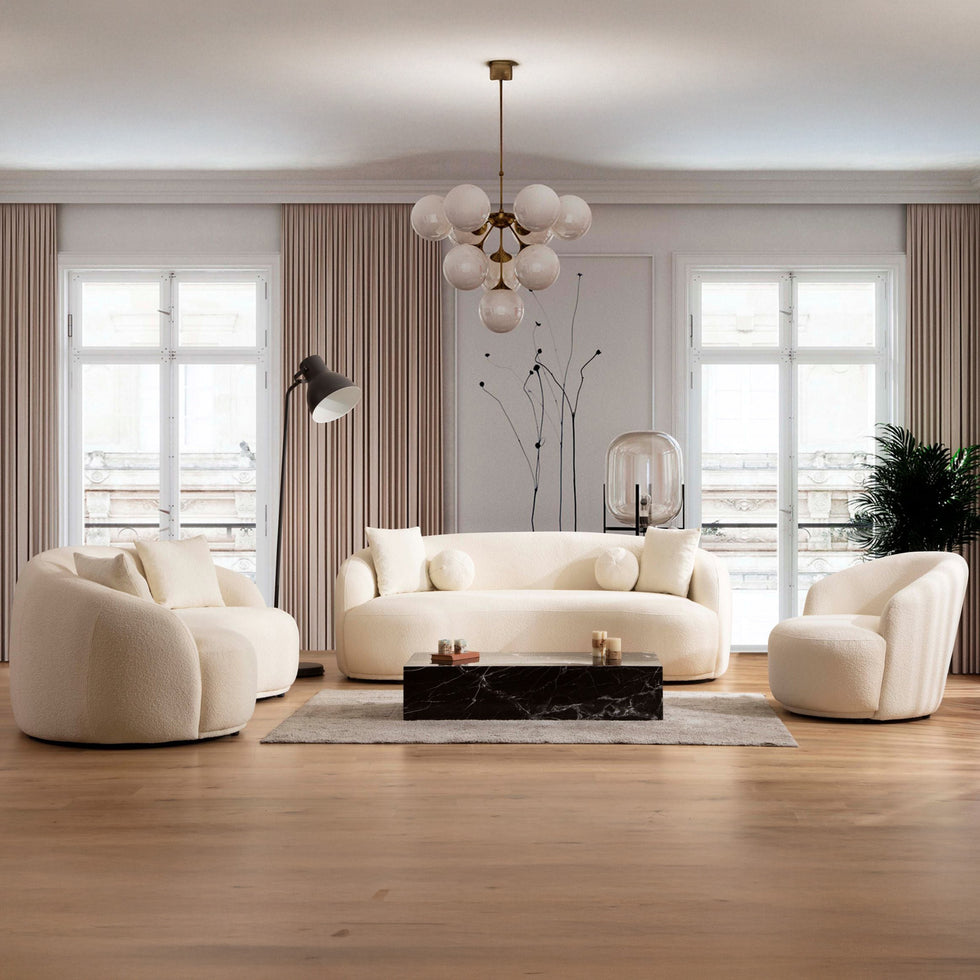 Nova - Bonita Ivory Boucle Loveseat