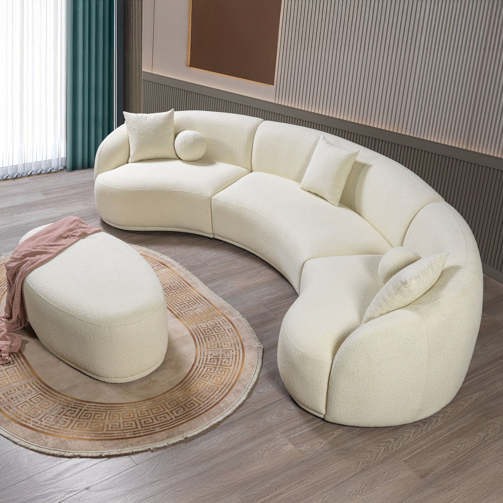 Nova - Bonita Ivory Boucle 3-Piece Curved Sectional