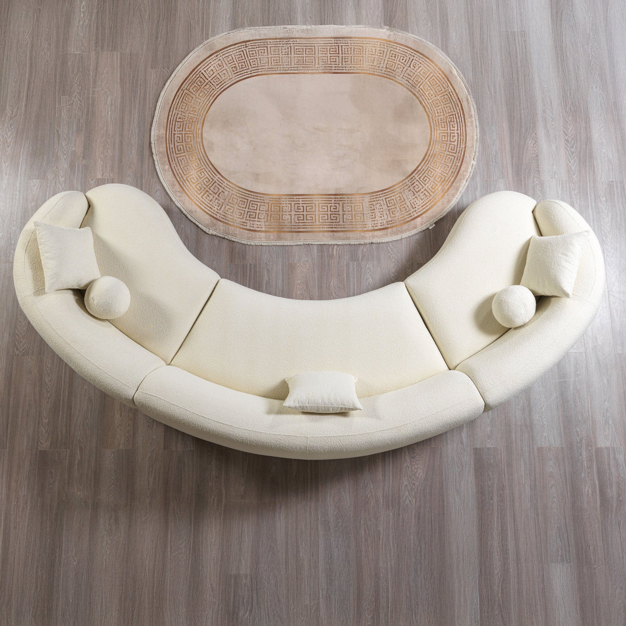 Nova - Bonita Ivory Boucle 3-Piece Curved Sectional