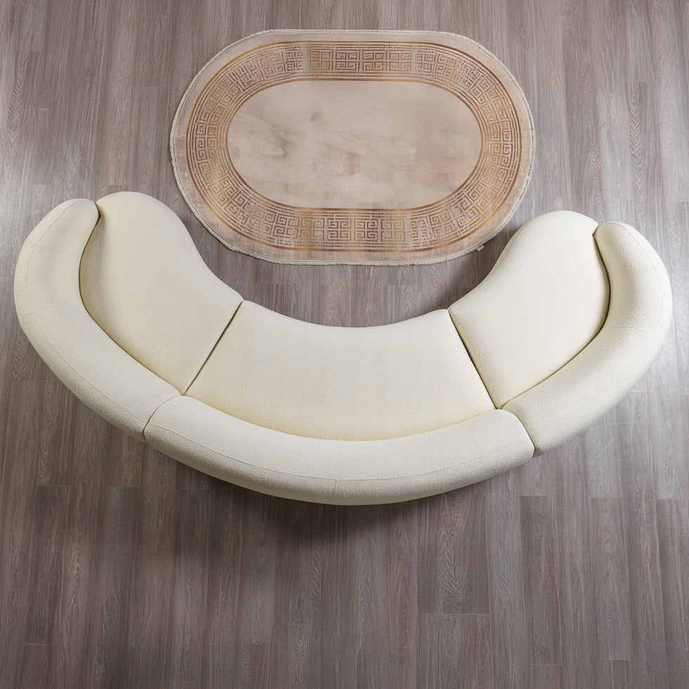 Nova - Bonita Ivory Boucle 3-Piece Curved Sectional