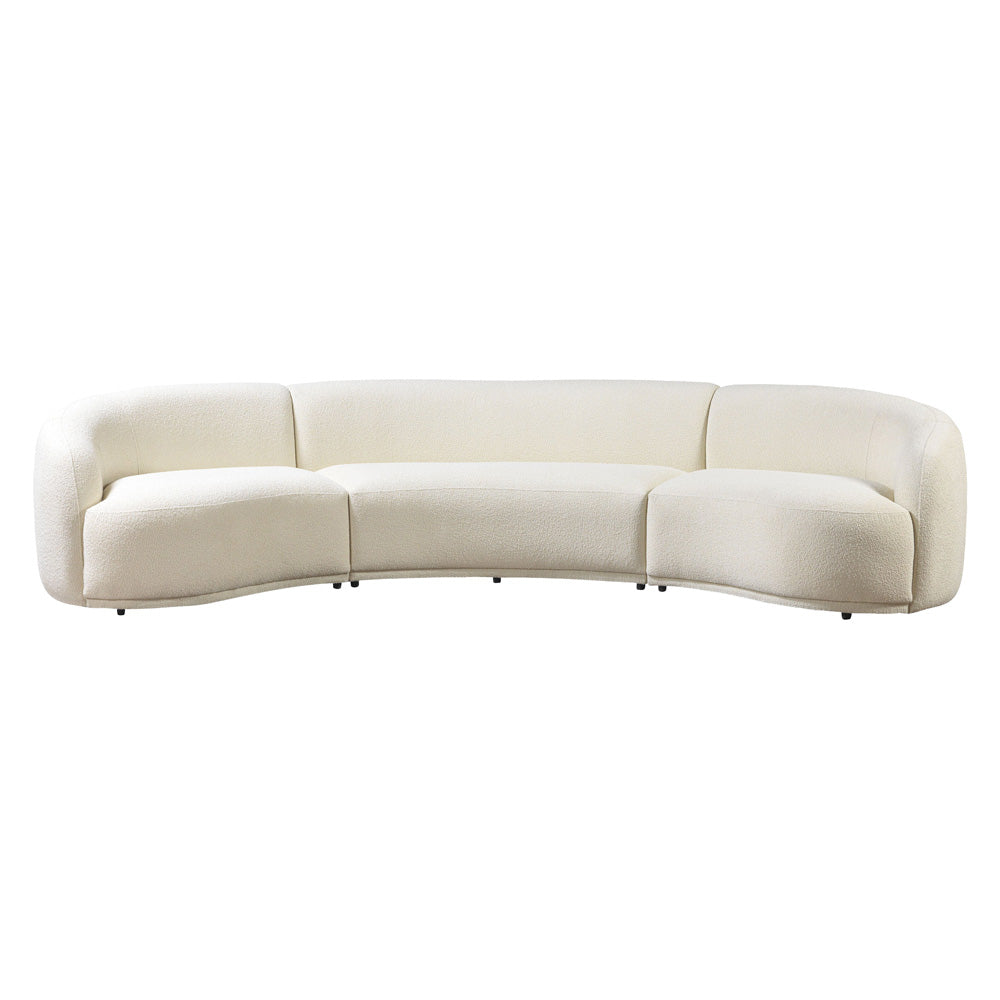 Nova - Bonita Ivory Boucle 3-Piece Curved Sectional