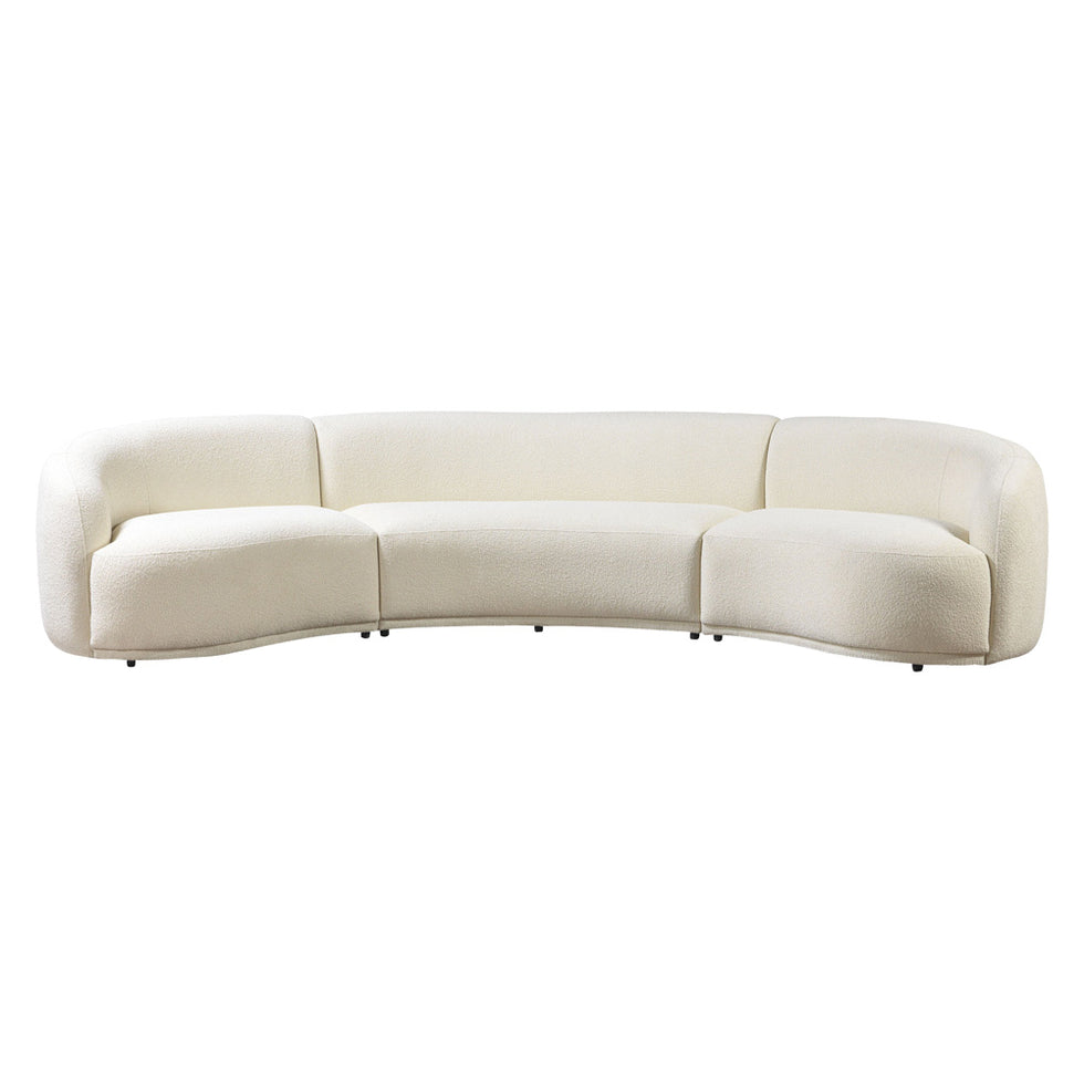 Nova - Bonita Ivory Boucle 3-Piece Curved Sectional