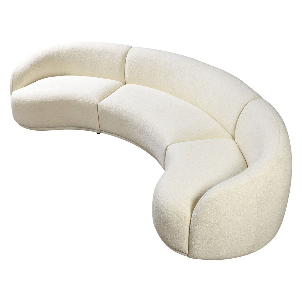 Nova - Bonita Ivory Boucle 3-Piece Curved Sectional