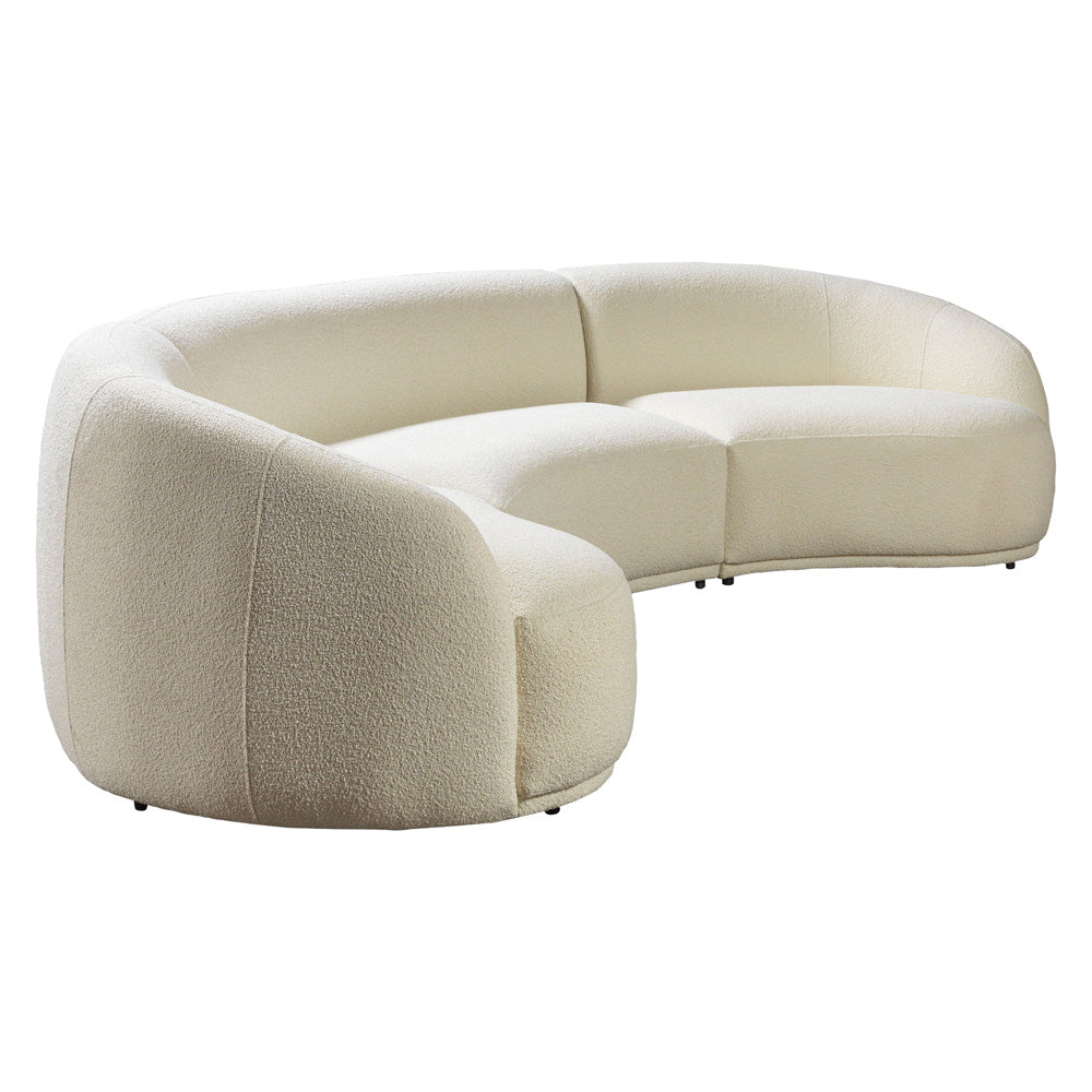 Nova - Bonita Ivory Boucle 3-Piece Curved Sectional