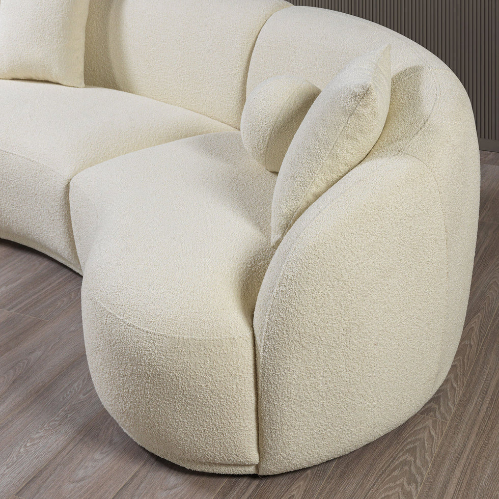 Nova - Bonita Ivory Boucle 3-Piece Curved Sectional