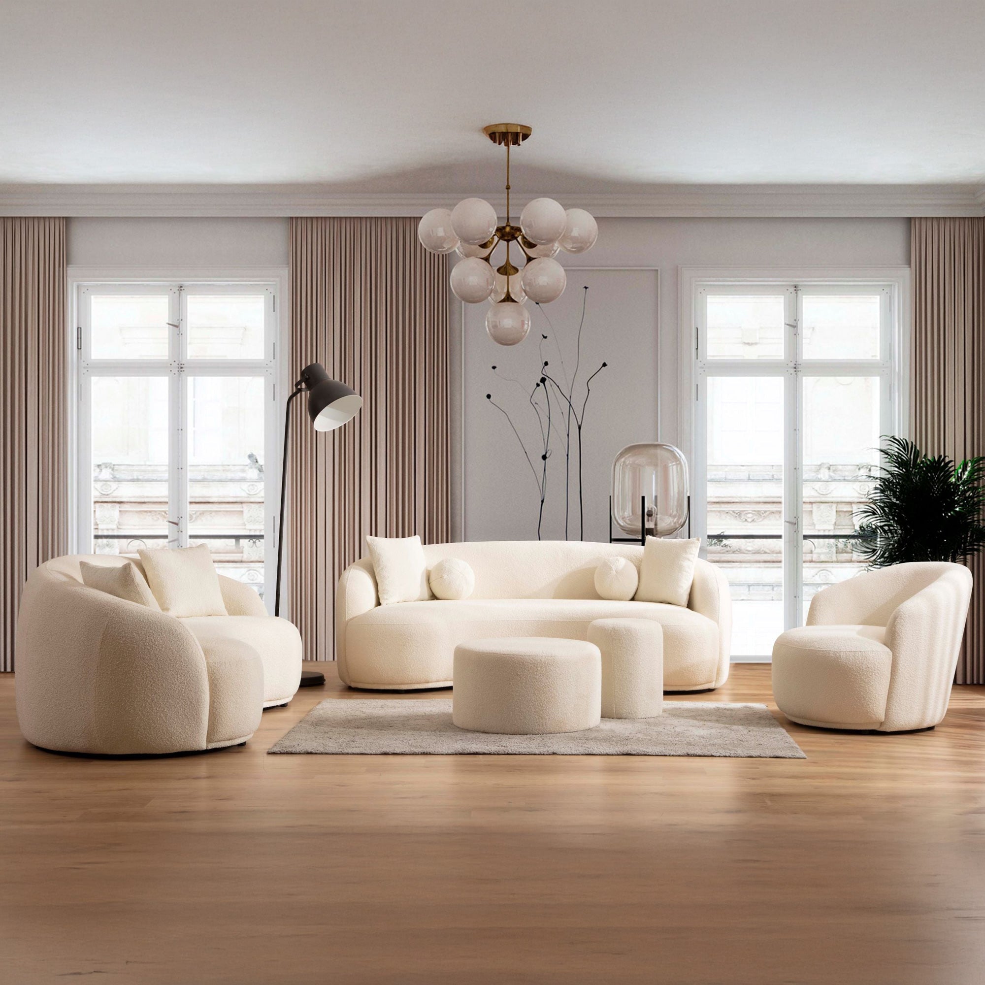 Nova - Bonita Ivory Boucle Sofa & Loveseat Set