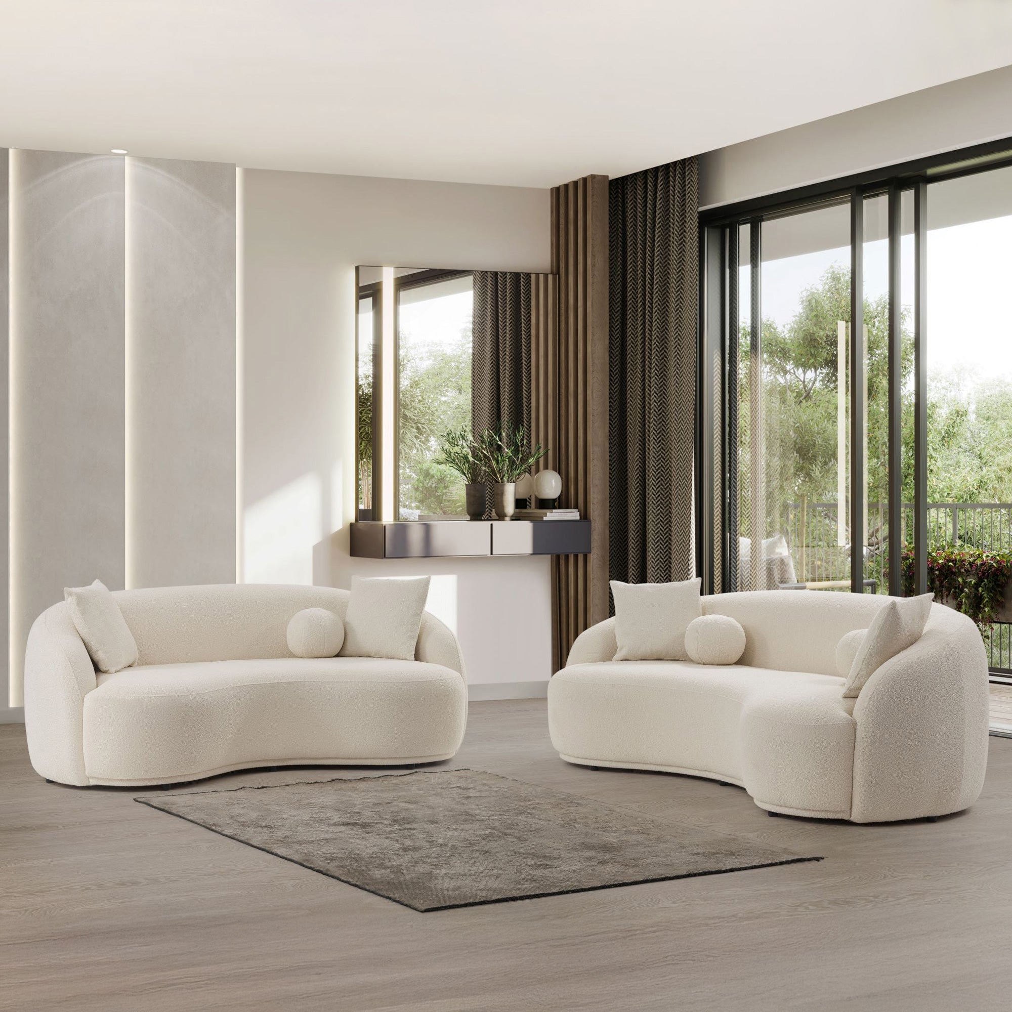 Nova - Bonita Ivory Boucle Sofa & Loveseat Set