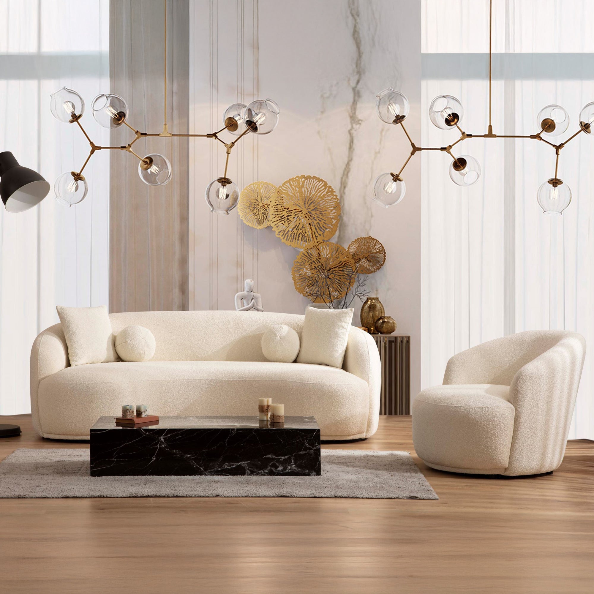 Nova - Bonita Ivory Boucle Sofa & Loveseat Set