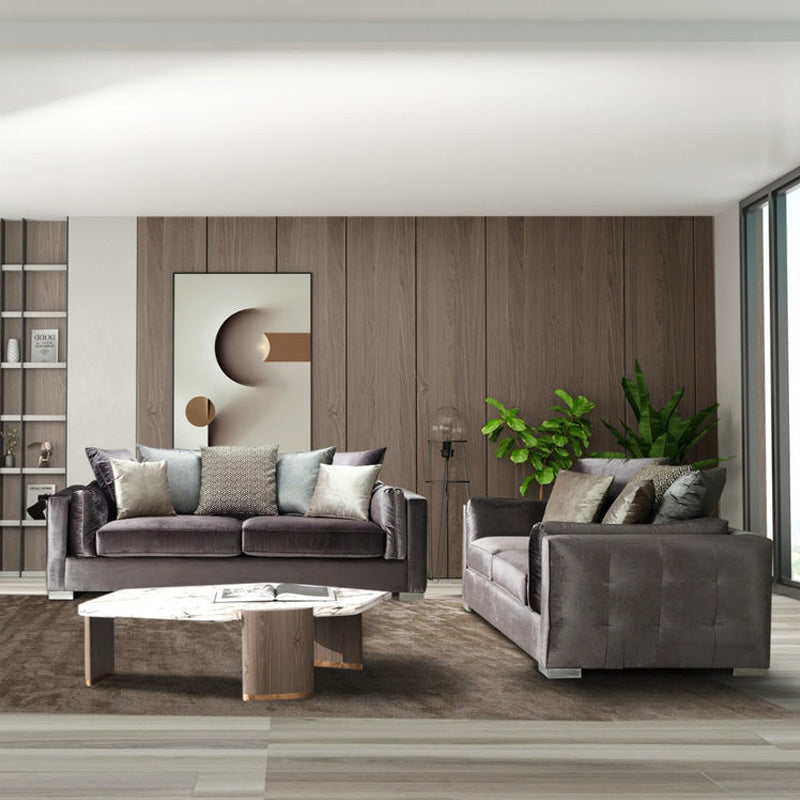 Nova - Clara Gray Velvet Sofa & Loveseat