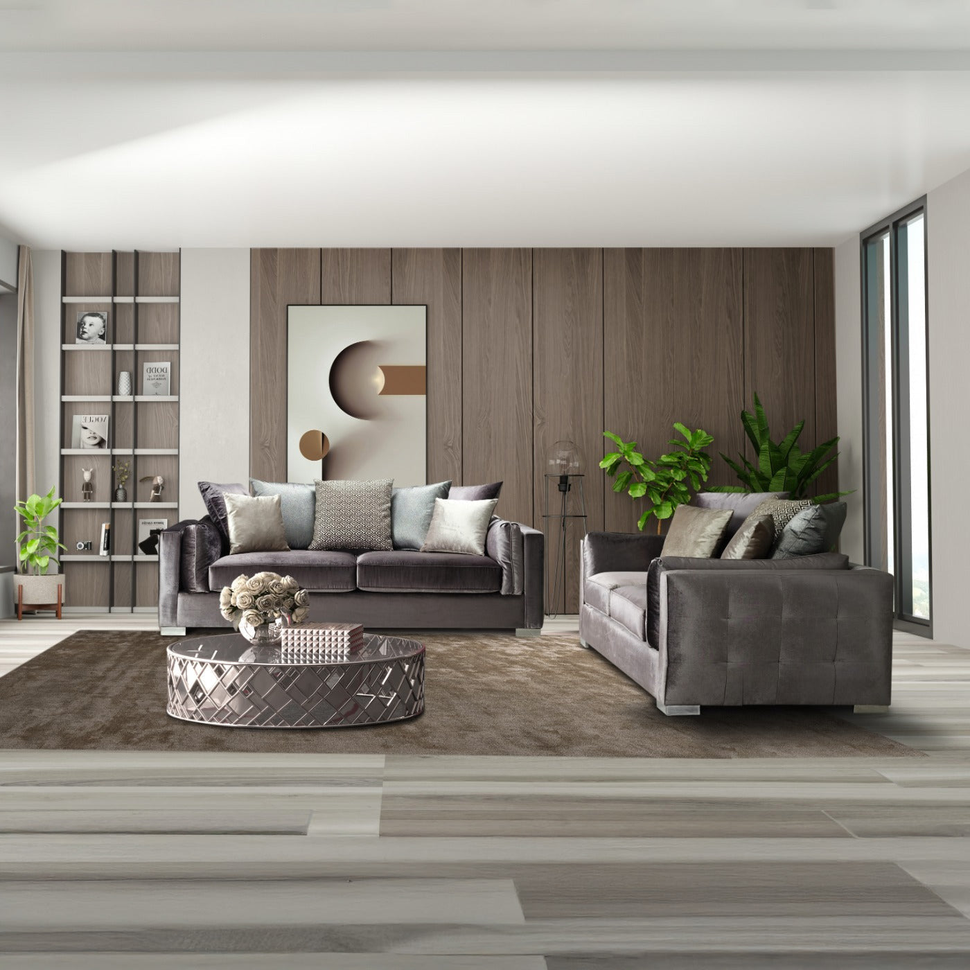 Nova - Clara Gray Velvet Sofa & Loveseat
