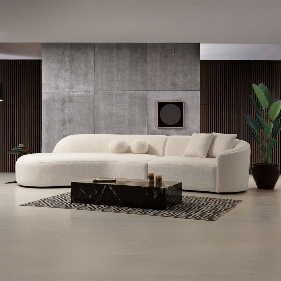 Nova - Cloe Ivory Boucle Curved Sectional
