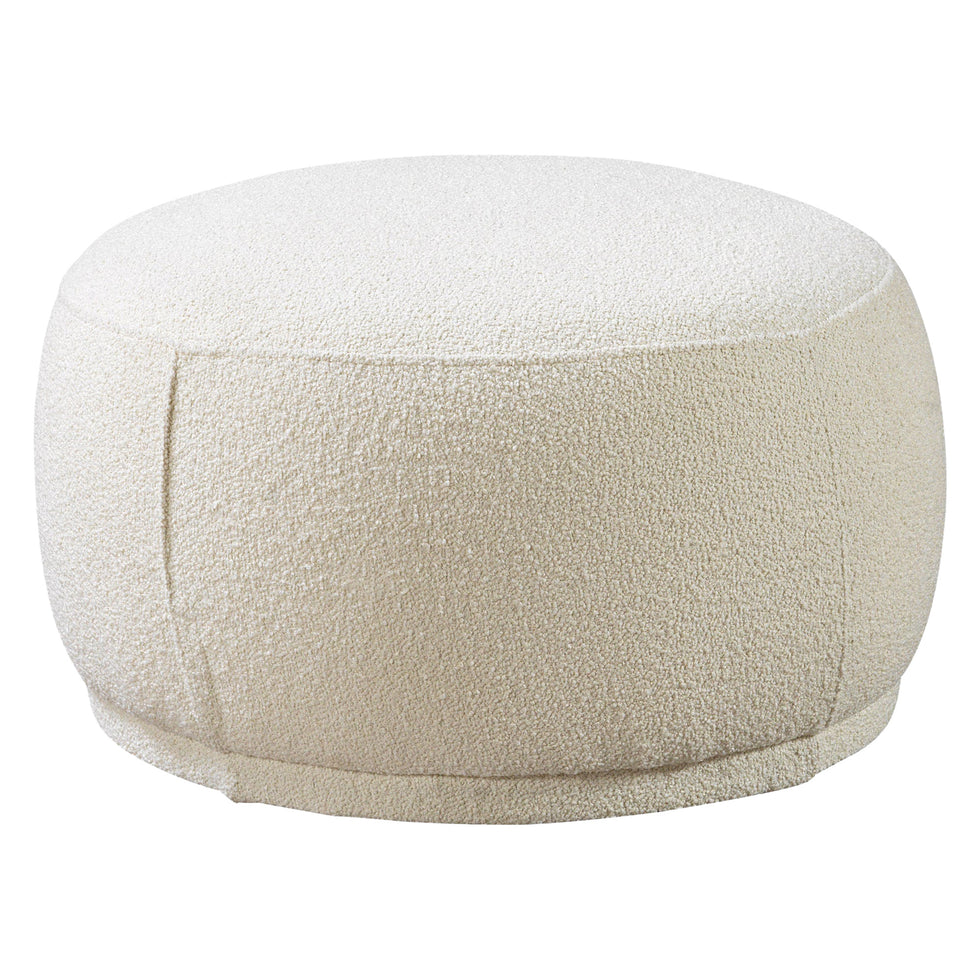Nova - Cloe Ivory Boucle Round Ottoman