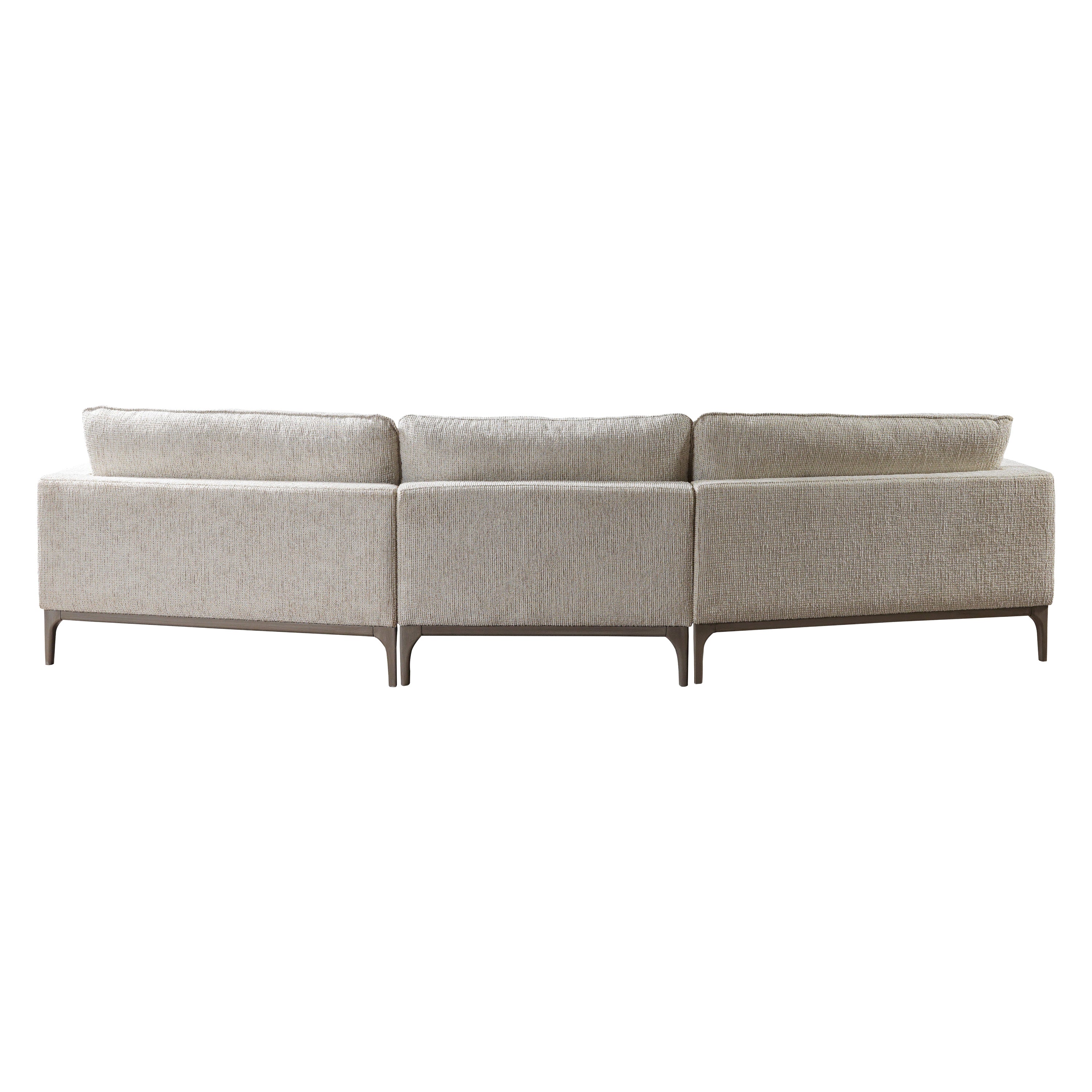 Nova - Dylan Ivory Linen 3-Piece Curved 126" Sectional with Ottoman