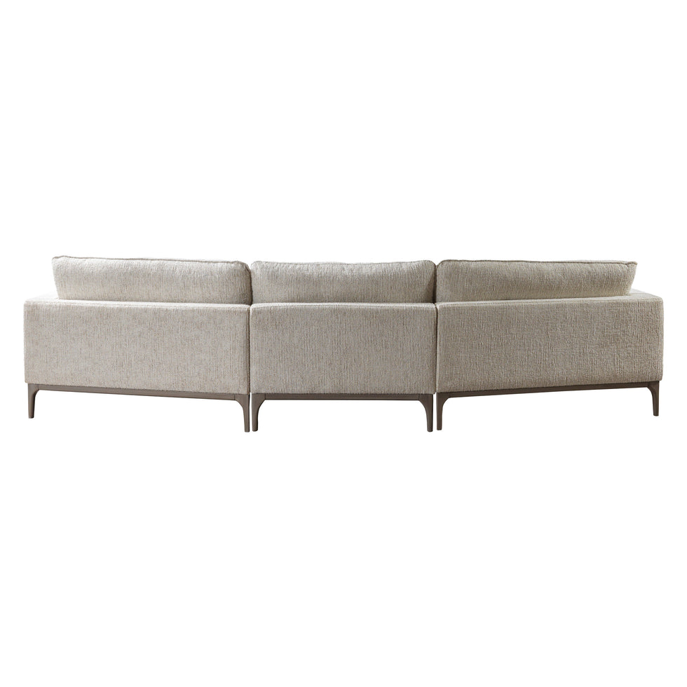 Nova - Dylan Ivory Linen 3-Piece Curved 126" Sectional with Ottoman