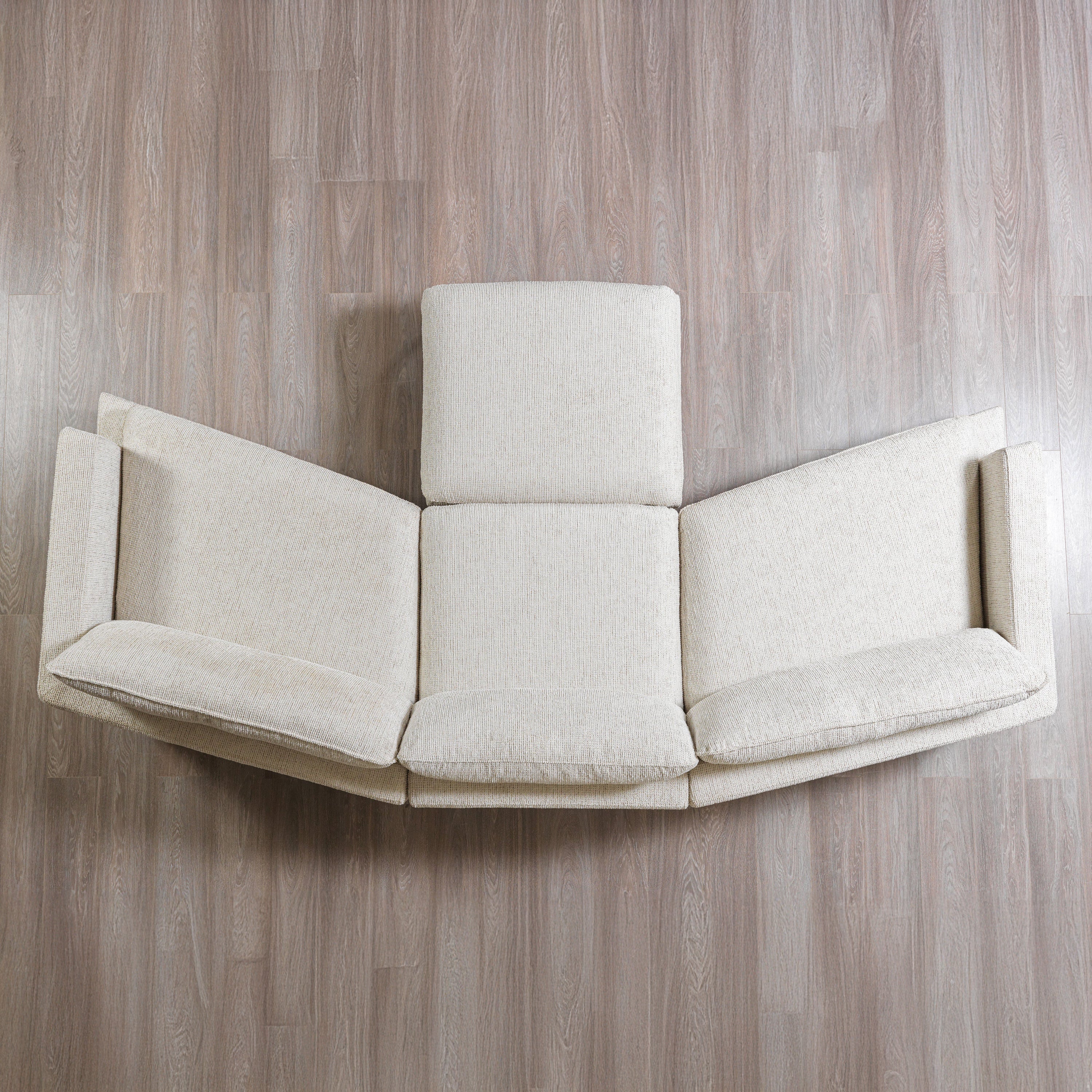 Nova - Dylan Ivory Linen 3-Piece Curved 126" Sectional with Ottoman