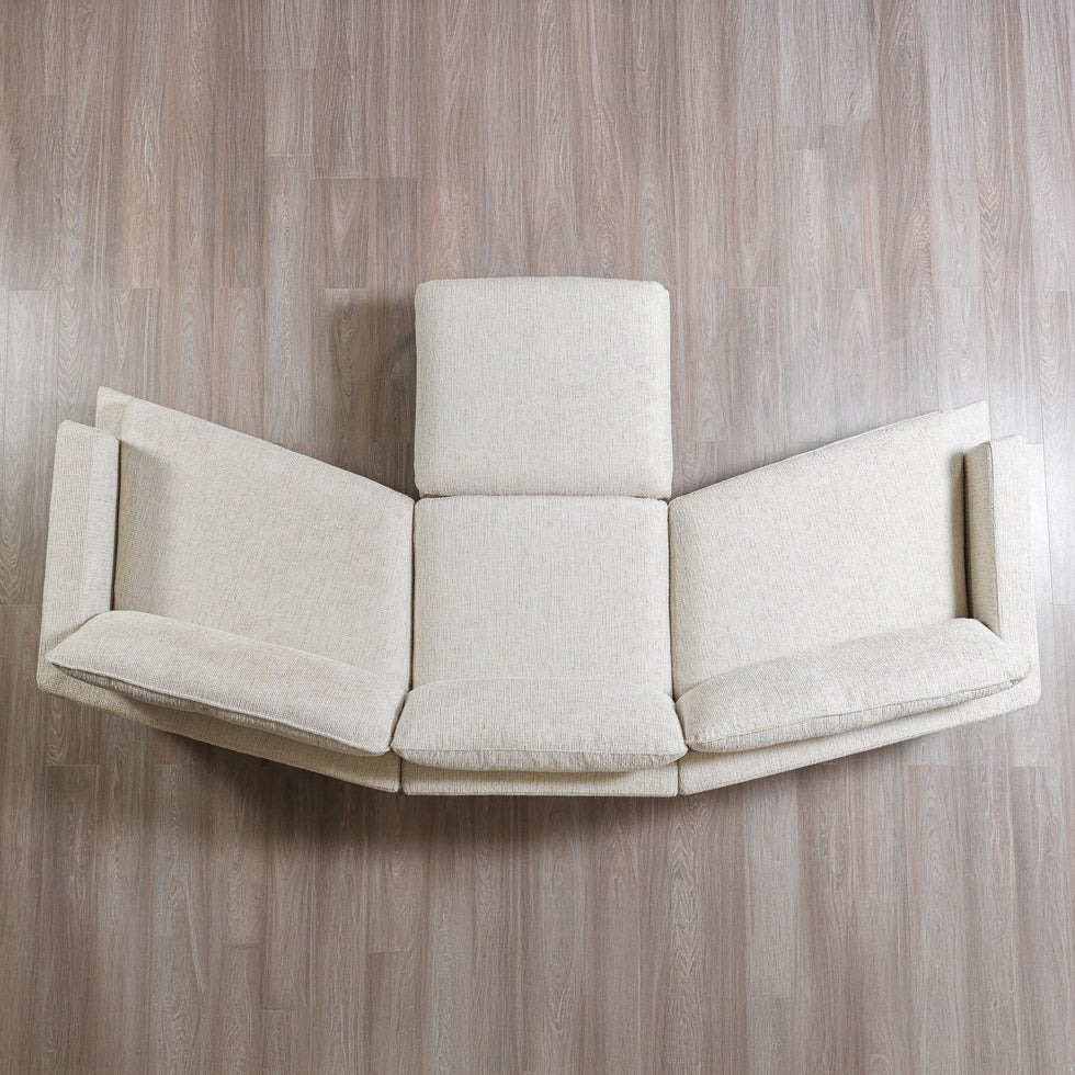 Nova - Dylan Ivory Linen 3-Piece Curved 126" Sectional with Ottoman