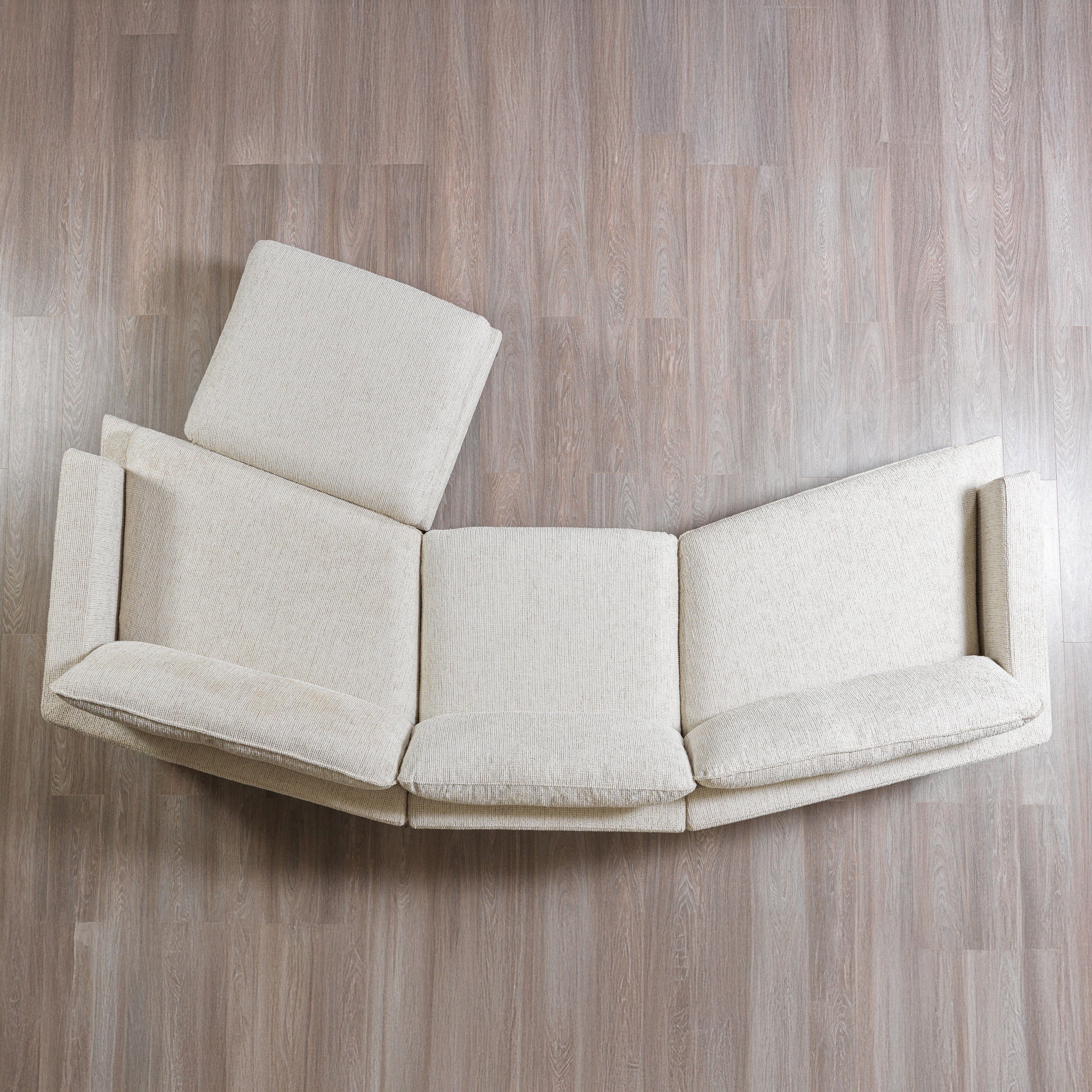 Nova - Dylan Ivory Linen 3-Piece Curved 126" Sectional with Ottoman