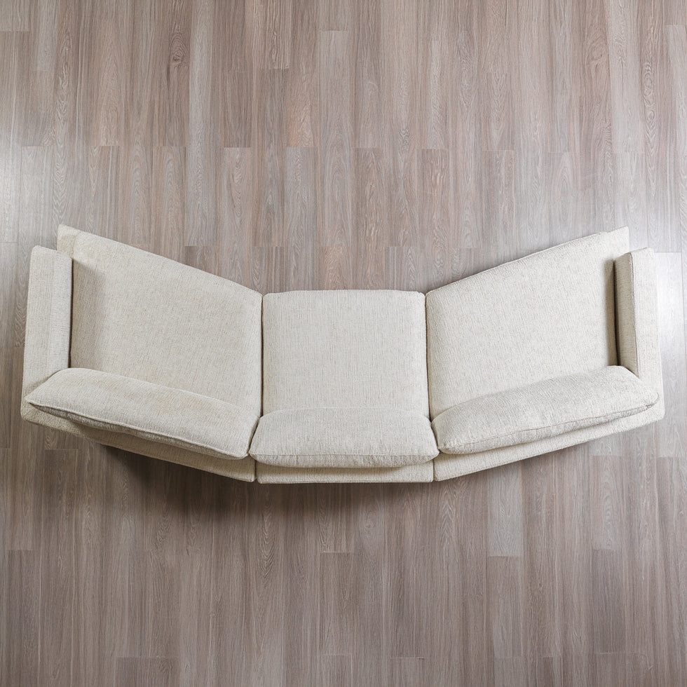 Nova - Dylan Ivory Linen 3-Piece Curved 126" Sectional with Ottoman