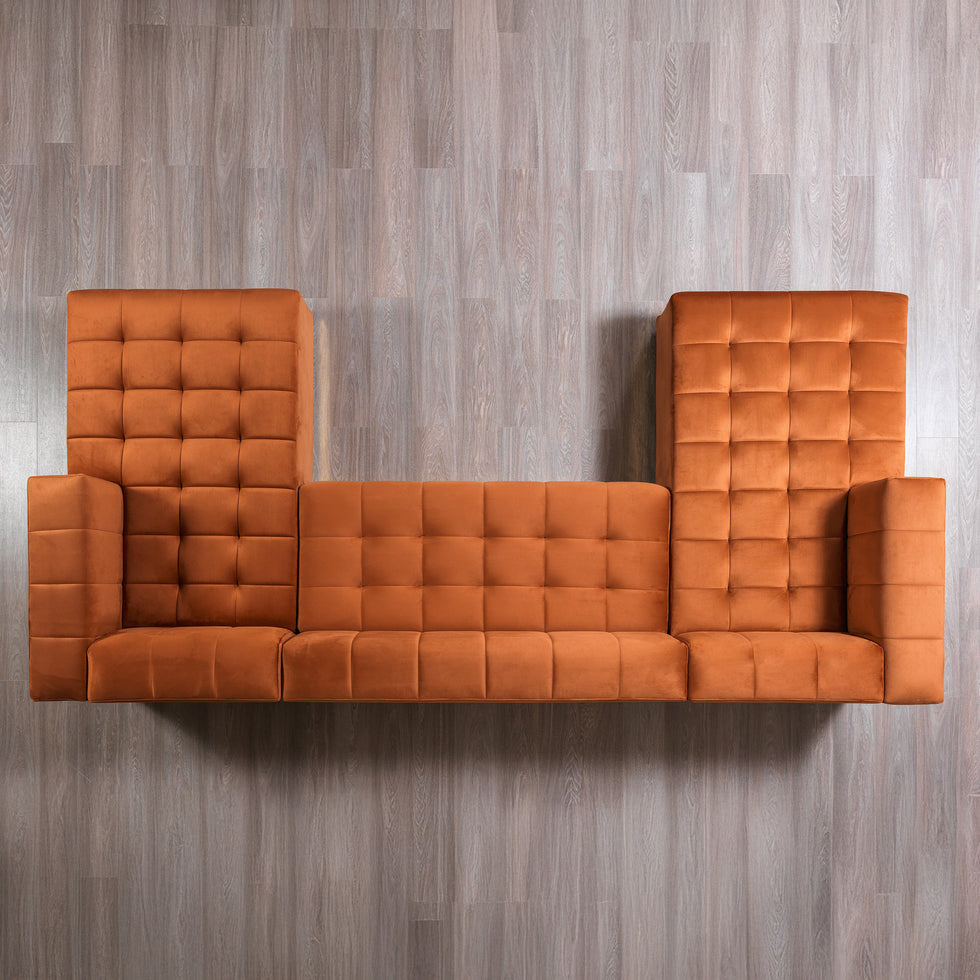 Nova - Elisha Orange Velvet Double Chaise 140" Sectional
