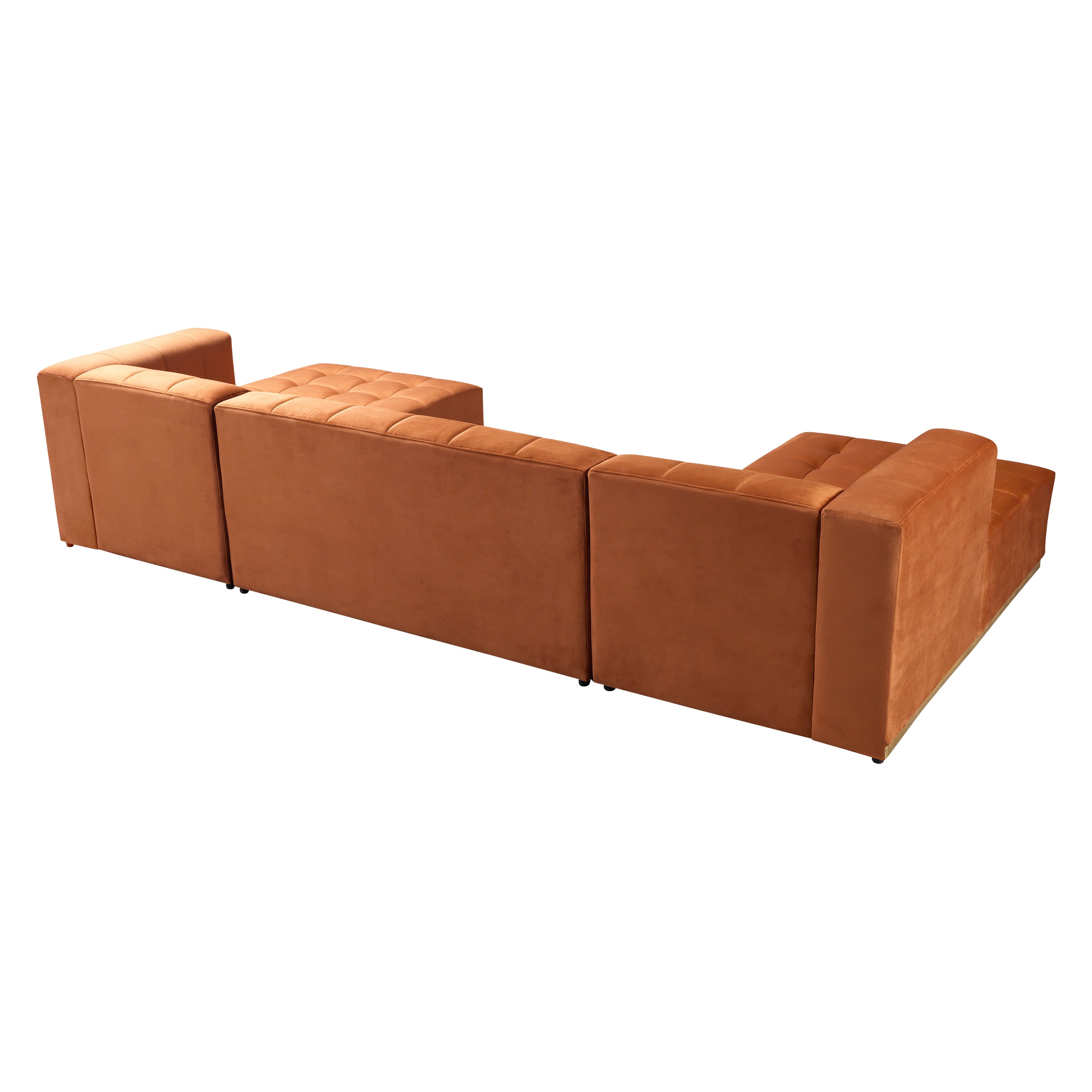 Nova - Elisha Orange Velvet Double Chaise 140" Sectional