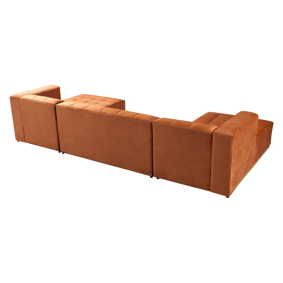 Nova - Elisha Orange Velvet Double Chaise 140" Sectional
