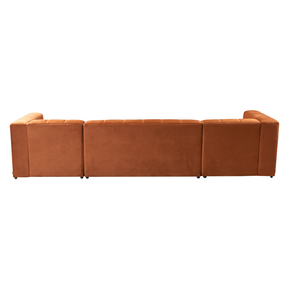 Nova - Elisha Orange Velvet Double Chaise 140" Sectional