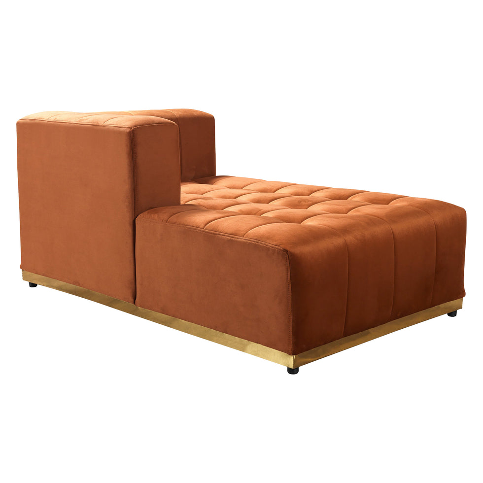 Nova - Elisha Orange Velvet Double Chaise 140" Sectional
